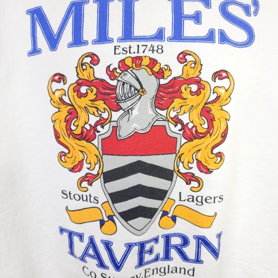 Fruit Of The Loom VINTAGE Miles Tavern Sweatshirt Mens Size Large 90s Surrey England Pub Made In USA Fruit of the Loom Crew Neck Cotton Blend White Sweatshirt Mens Size US L / EU 52-54 / 3 - 3 Thumbnail