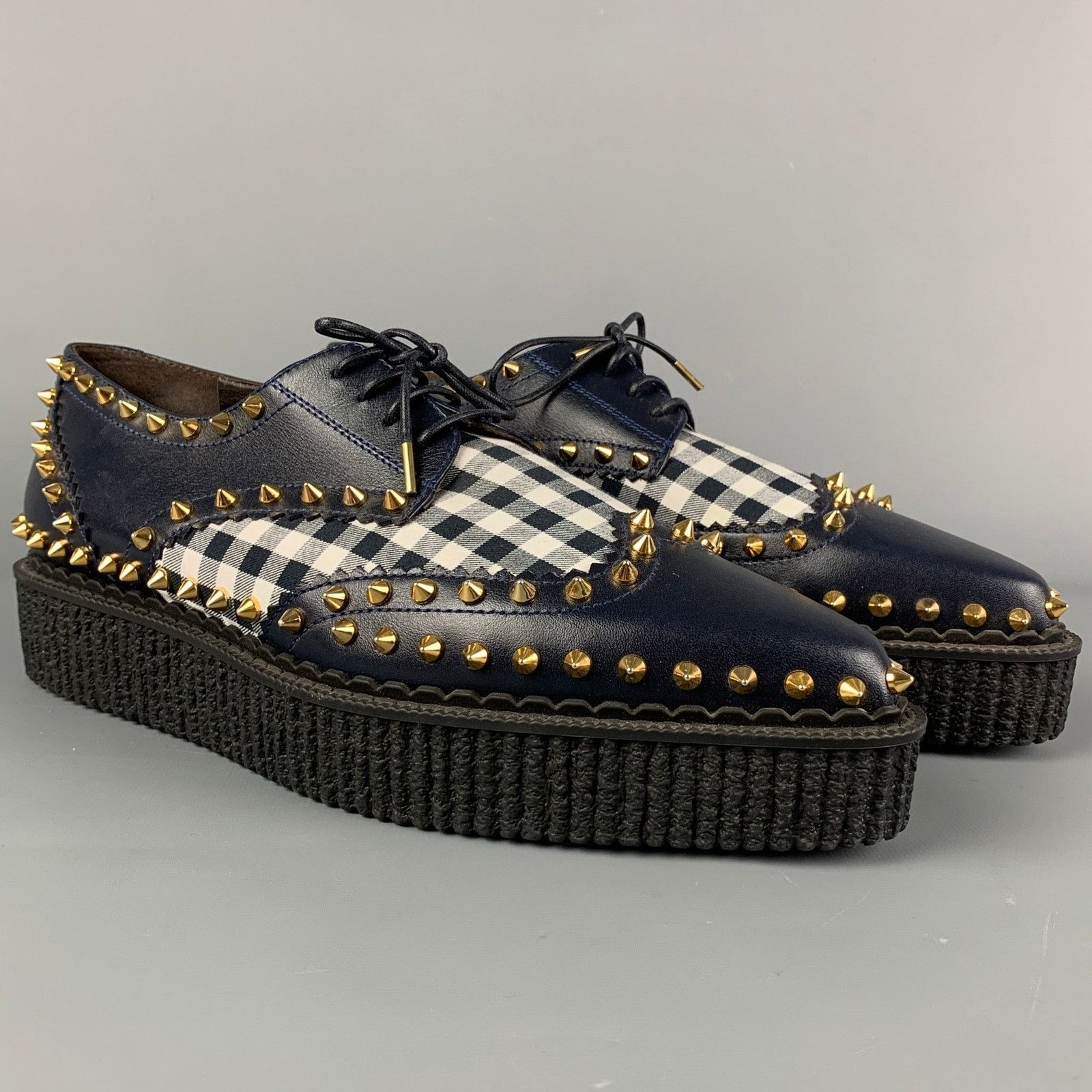 Michael Kors MICHAEL KORS 11 Navy White Leather Studded Platform Shoes Size US 11 / IT 41 - 2 Thumbnail