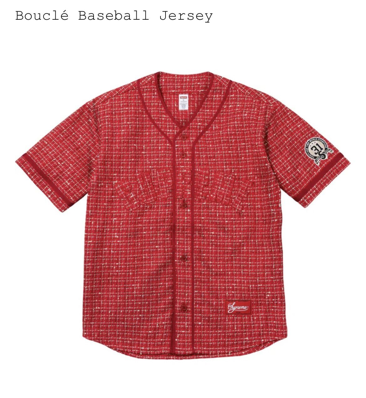 Supreme Size Small Supreme Bouclé Baseball Jersey Red Size US S / EU 44-46 / 1 - 1 Thumbnail