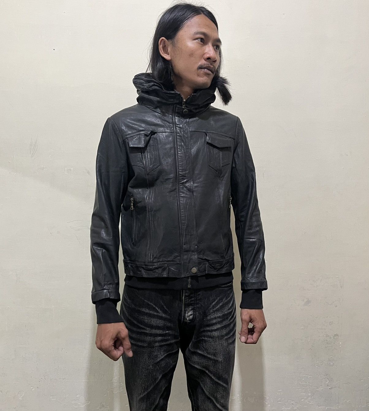 Other Unknown brand Bono leather jacket goa / L.G.B style Size US S / EU 44-46 / 1 - 19 Thumbnail