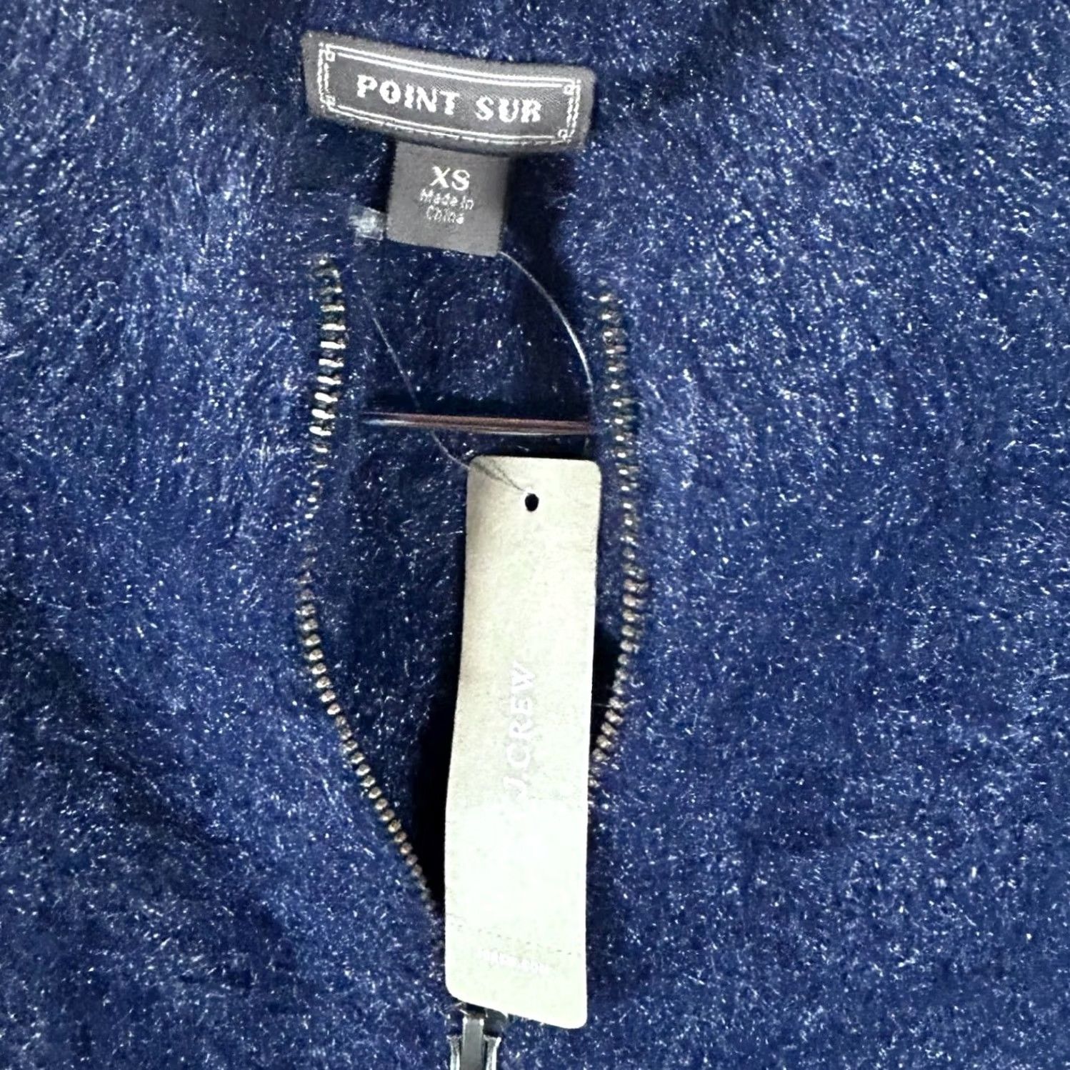 J.Crew J. Crew Point Sur Cardigan Sweater XS Navy Blue Fuzzy Full Zip Mock Neck NWT Size XS / US 0-2 / IT 36-38 - 3 Thumbnail