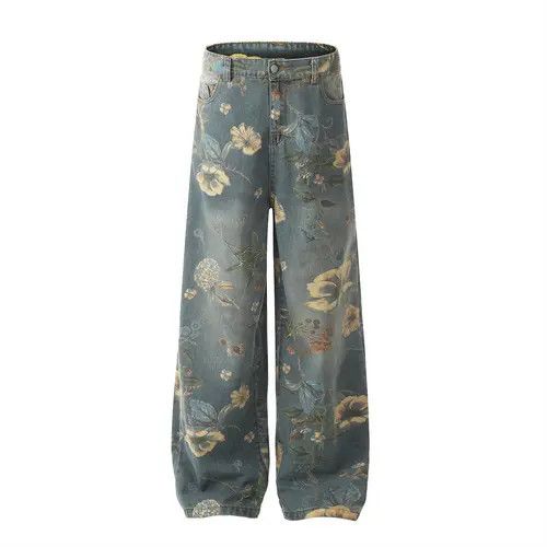 Japanese Brand × Jean American retro floral print loose wide-leg jeans Size US 32 / EU 48 - 1 Thumbnail