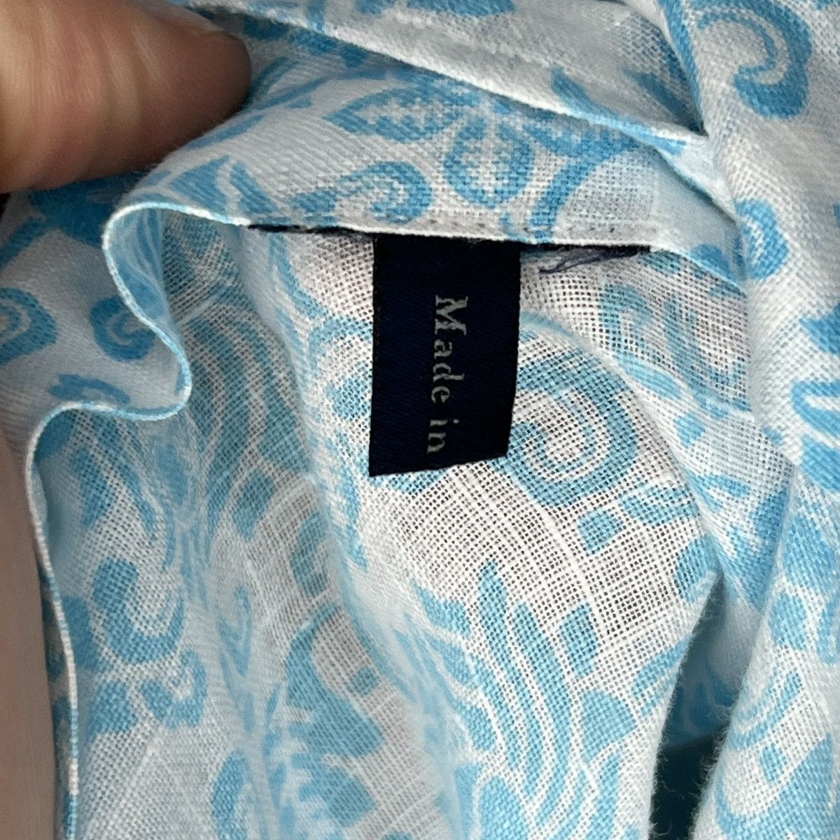 Designer × Ermenegildo Zegna × Z Zegna Ermenegildo Zegna Shirt Button Up Linen Blue Full Print Size US L / EU 52-54 / 3 - 7 Thumbnail
