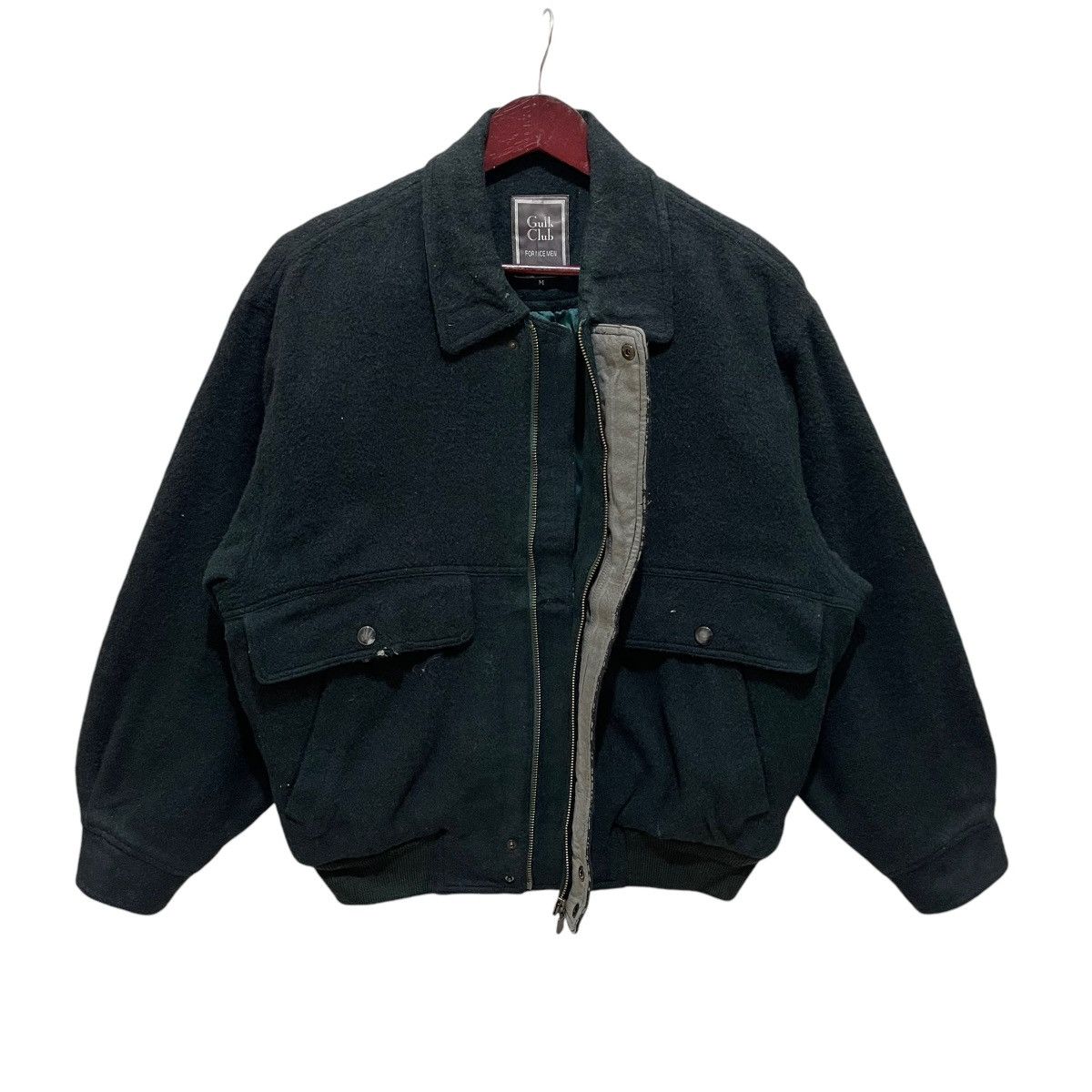 Designer × Vintage Vintage 90s Gulk Club For Nice Man Wool Bomber Jacket Size US M / EU 48-50 / 2 - 7 Thumbnail