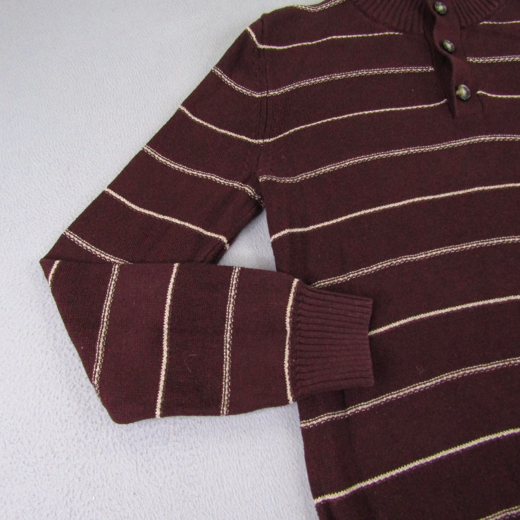 Levi's Levi's Sweater Mens Medium Red White Striped Henley Mock Neck Cotton Pullover Knit Long Sleeve Shirt Mens M Red Henley Sweater Size US M / EU 48-50 / 2 - 3 Thumbnail