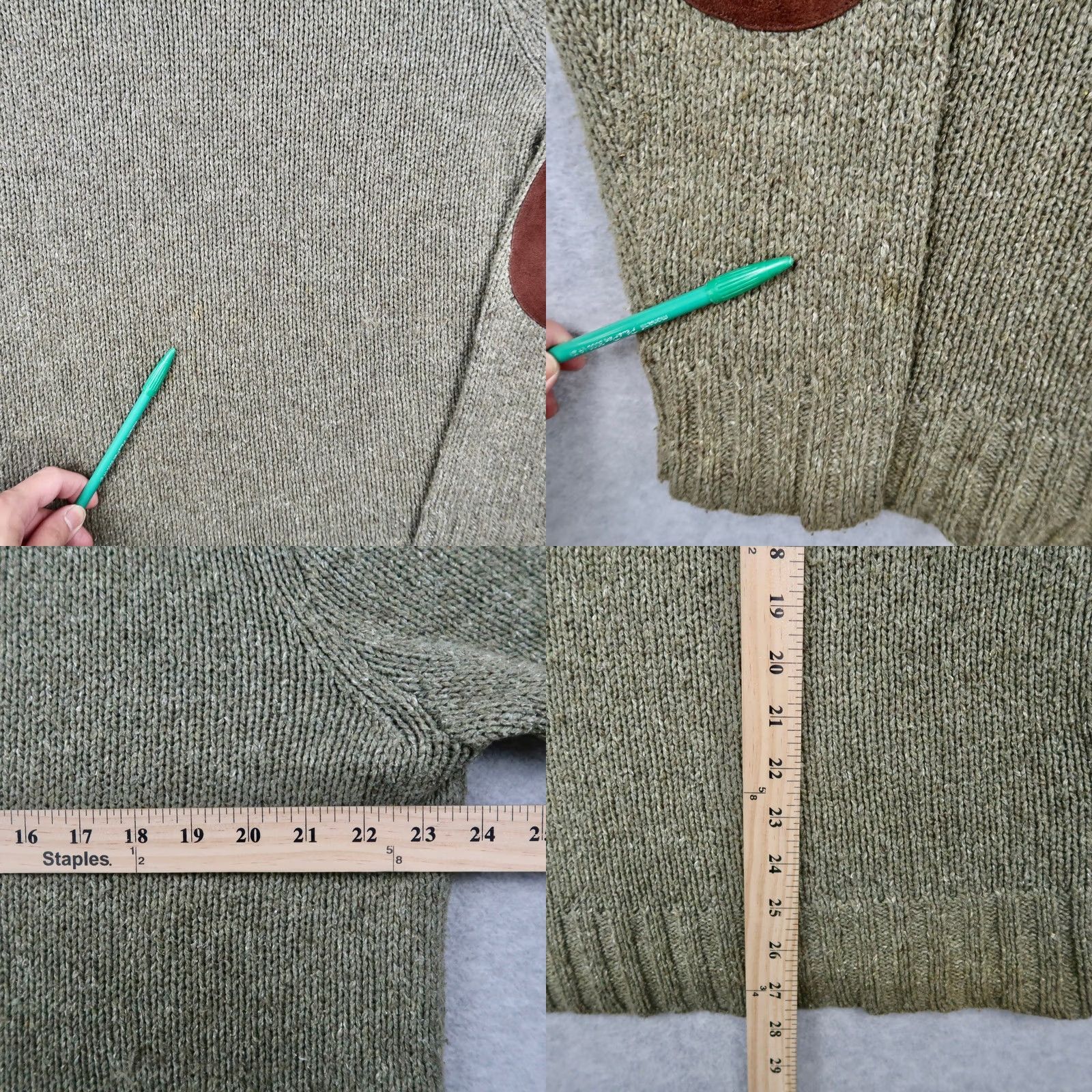 Polo Ralph Lauren Polo Ralph Lauren Sweater Olive Green XL V-Neck Long Sleeve Pullover Knit Cotton Hemp Elbow Patches Mens Size US XL / EU 56 / 4 - 8 Thumbnail