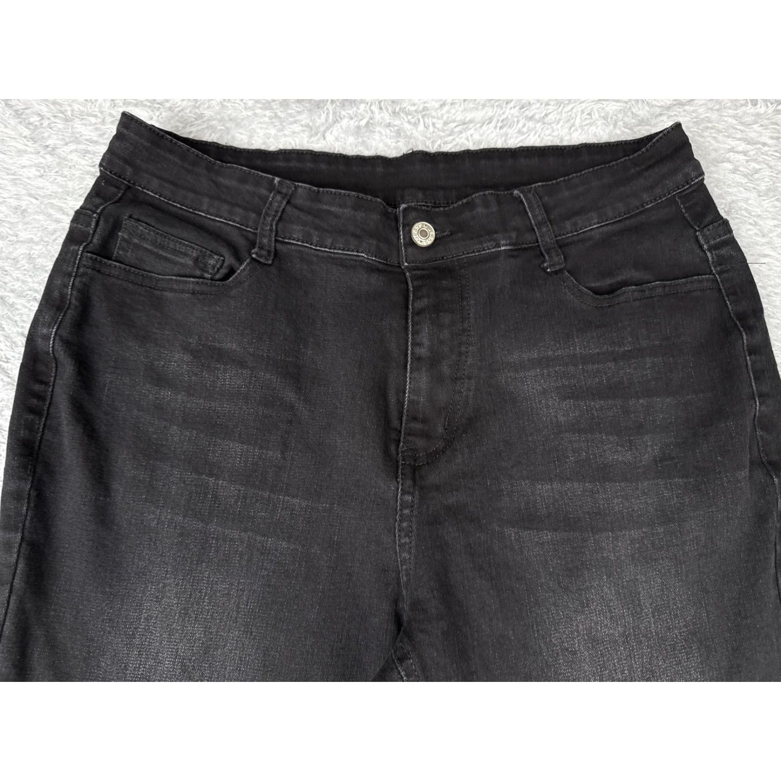 Denime Jeans Womens Large Black Stretch Denim Straight Leg Mid Rise 30x32 Casual City School Pants Size 36" / US 14 / IT 50 - 4 Thumbnail