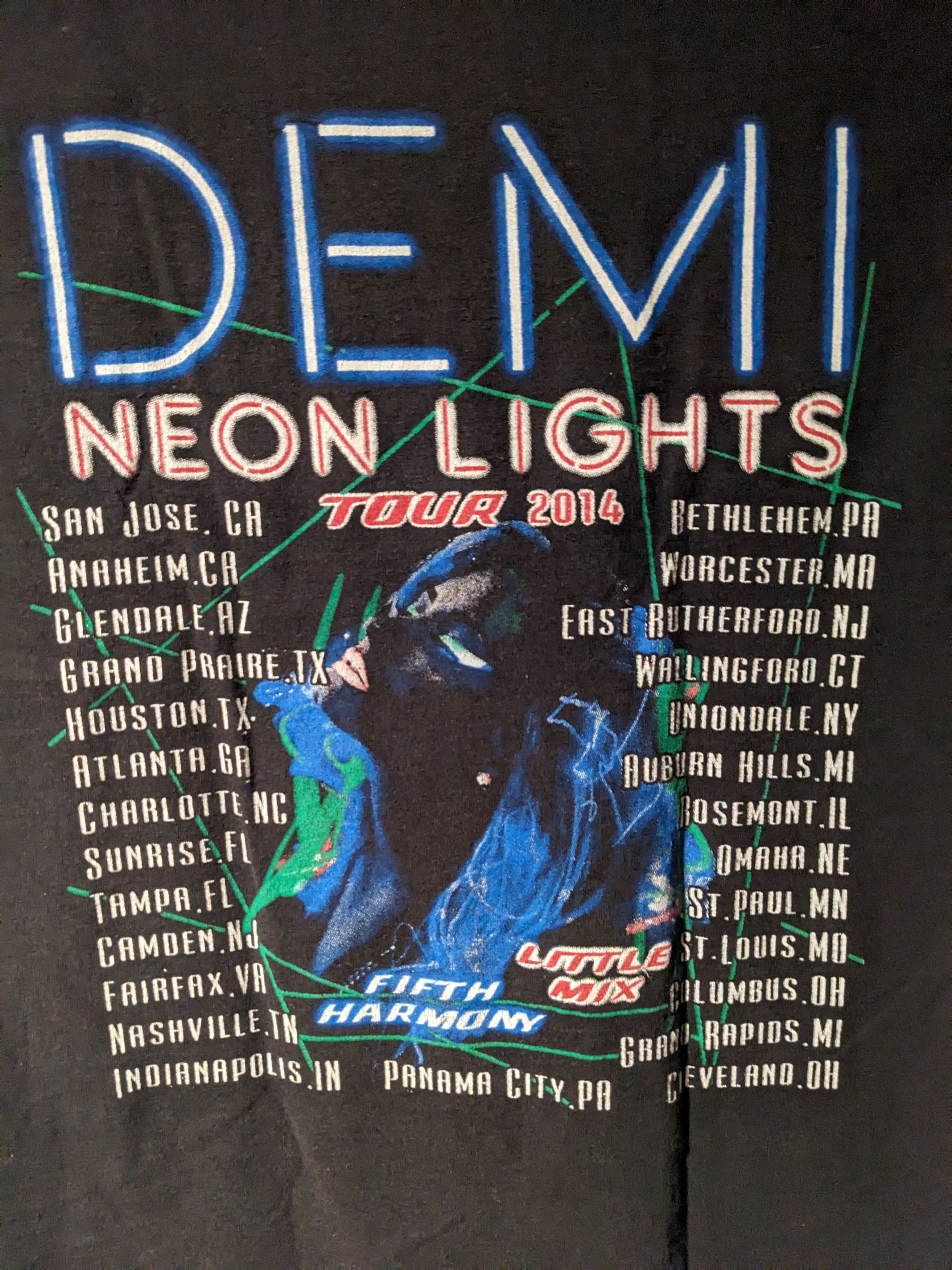 Band Tees × Vintage Vintage Demi Lovato 2014 Neon Lights Parking Boot T-Shirt Size US M / EU 48-50 / 2 - 2 Thumbnail