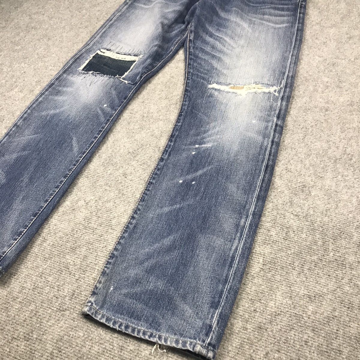 Japanese Brand × Polo Ralph Lauren DISTRESSED POLO RALPH LAUREN PATCHWORK BLUE FADED DENIM PANT Size US 32 / EU 48 - 3 Thumbnail