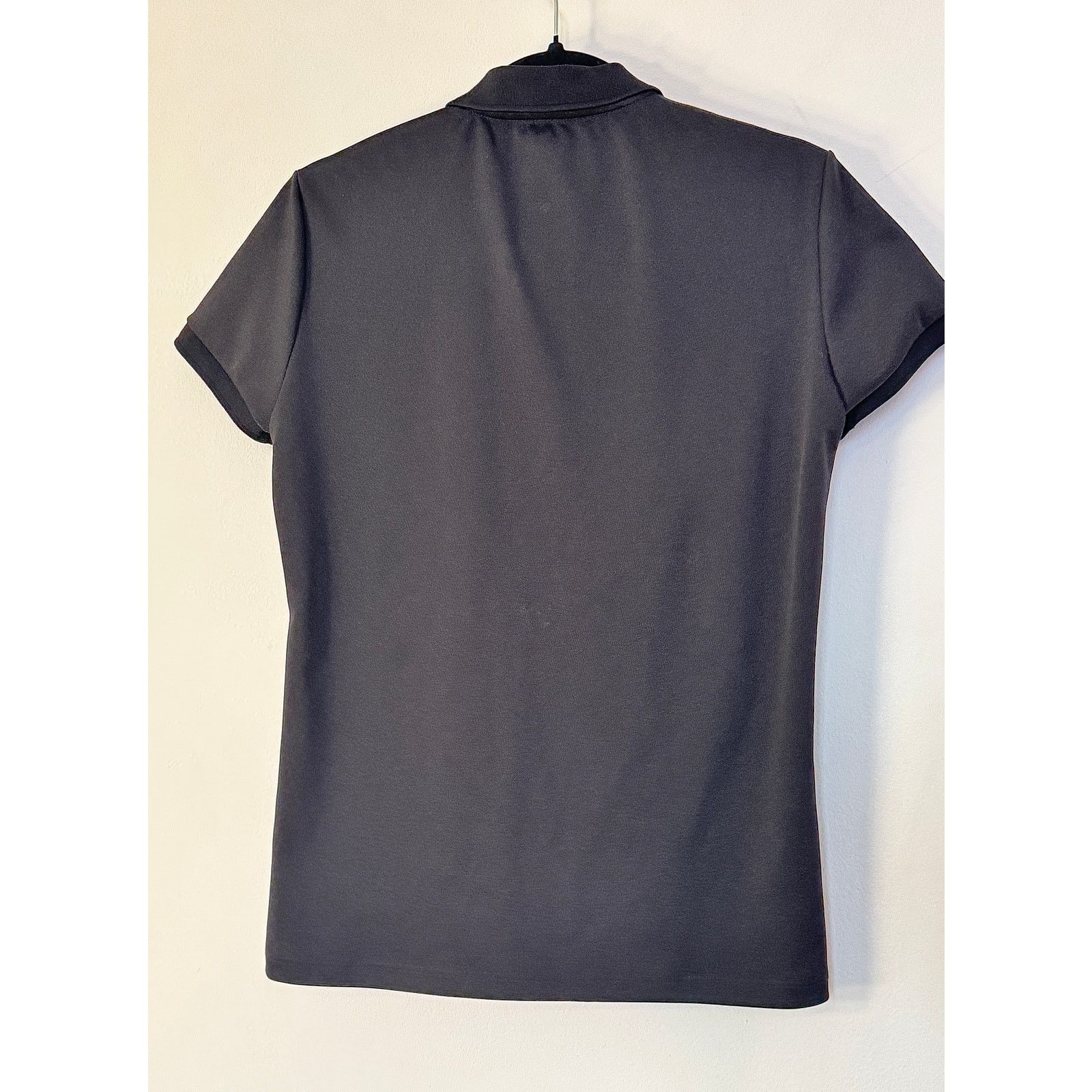Prada Prada Black Silk Embroidered-Logo Polo Shirt Size S / US 4 / IT 40 - 2 Thumbnail