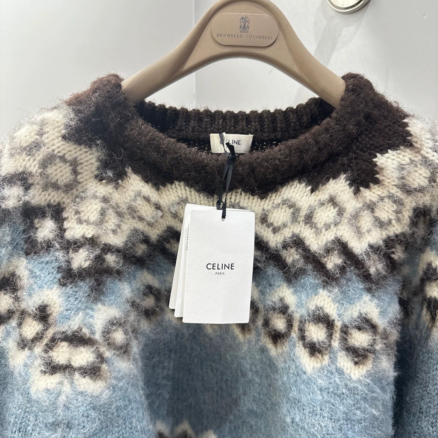 Celine Celine apr295 NWT Blue Fair Isle Wool Sweater M Size M / US 6-8 / IT 42-44 - 4 Thumbnail