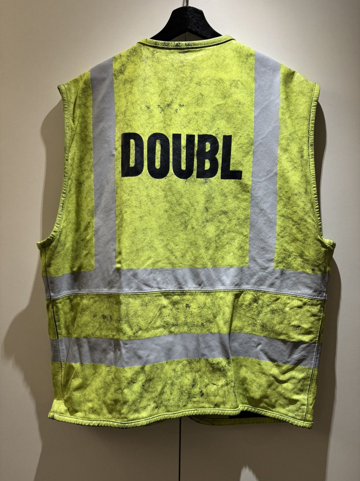 image of Doublet Clacking Leather Vest 23Aw in Yellow, Men's (Size 2XL)
