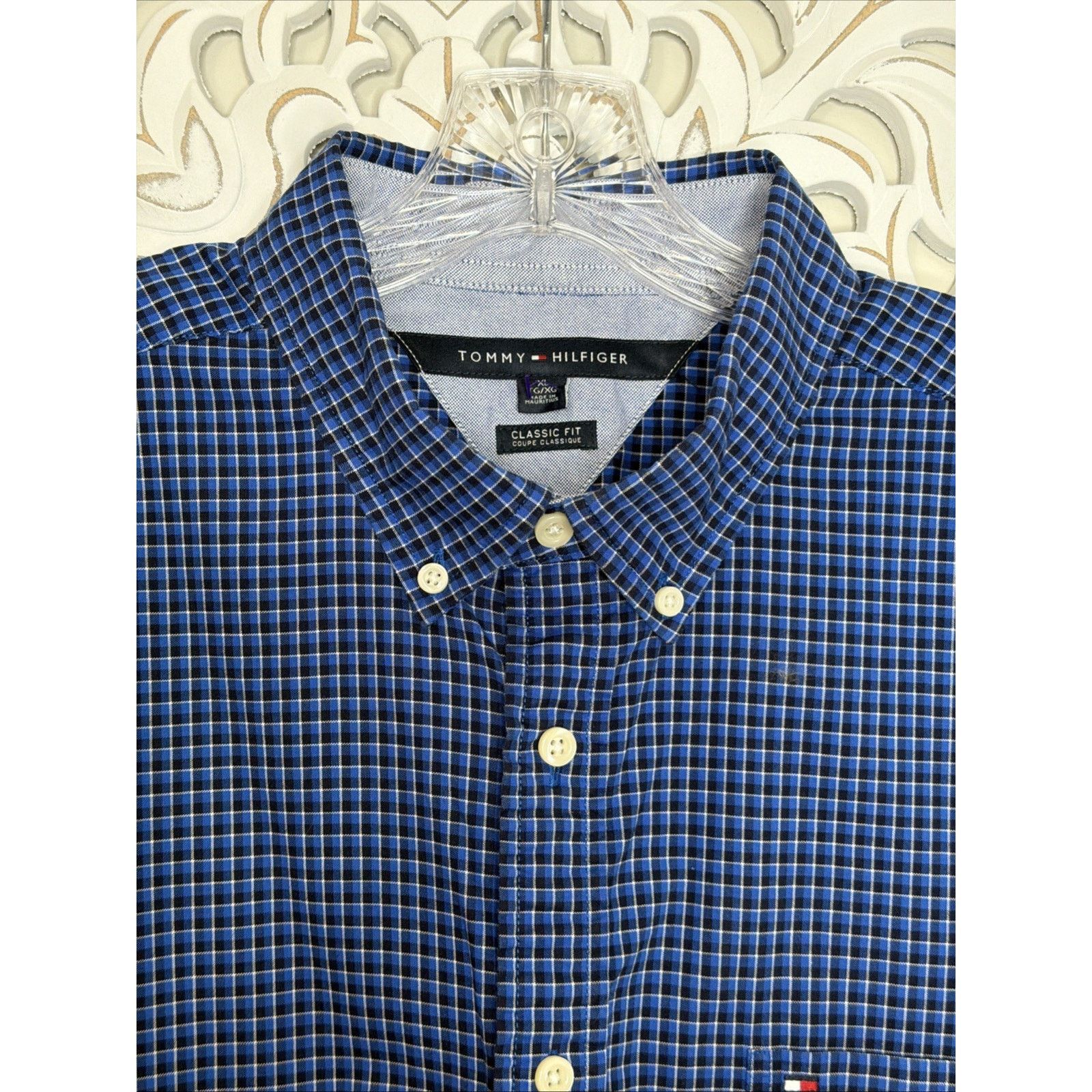 Tommy Hilfiger Tommy Hilfiger Classic Fit Micro Check XL Cotton Blue Size US XL / EU 56 / 4 - 7 Thumbnail
