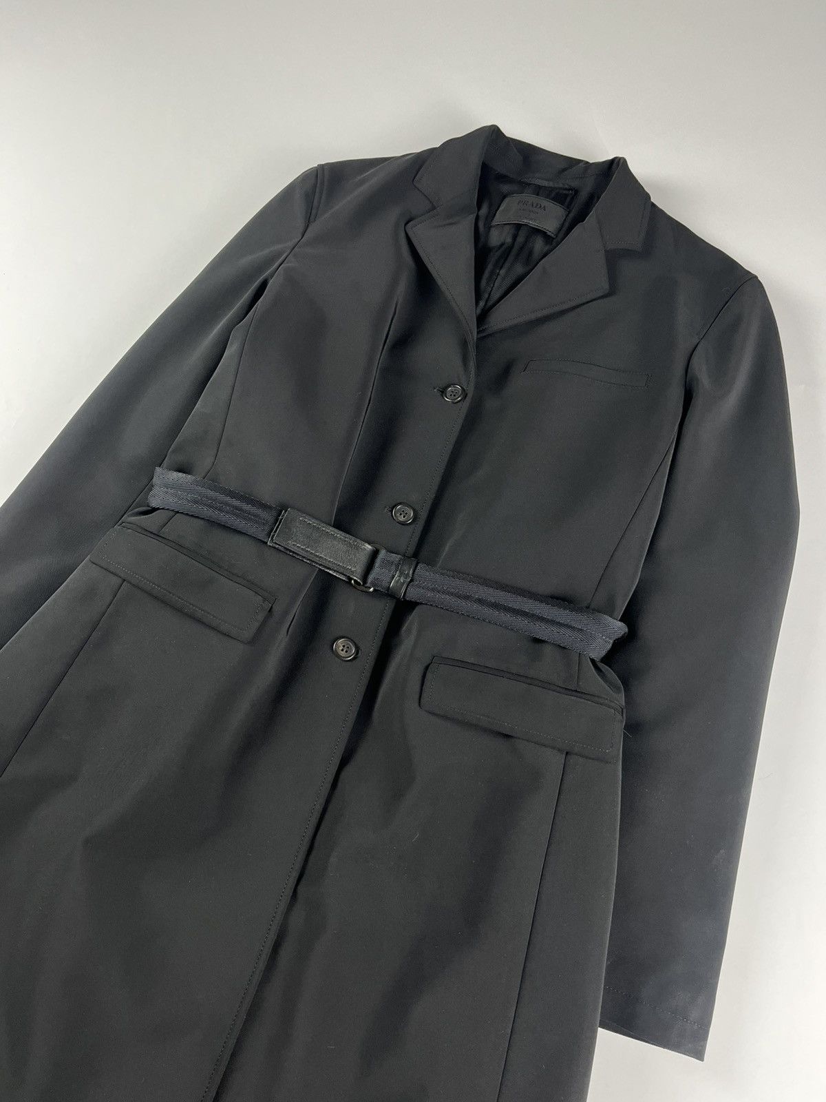 Prada Prada Belted Linen Formal Overcoat FW 1999 Size S / US 4 / IT 40 - 2 Thumbnail