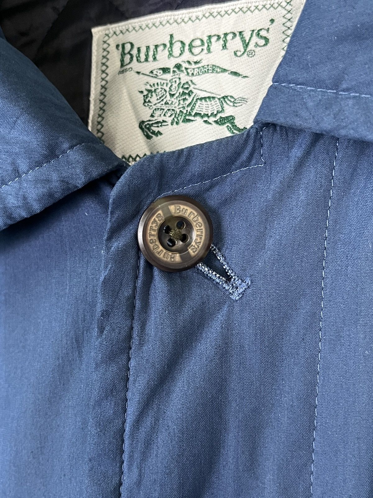 Burberry × Vintage Burberrys Blue Hooded Coat Jacket Quilted Lined Size US L / EU 52-54 / 3 - 11 Thumbnail