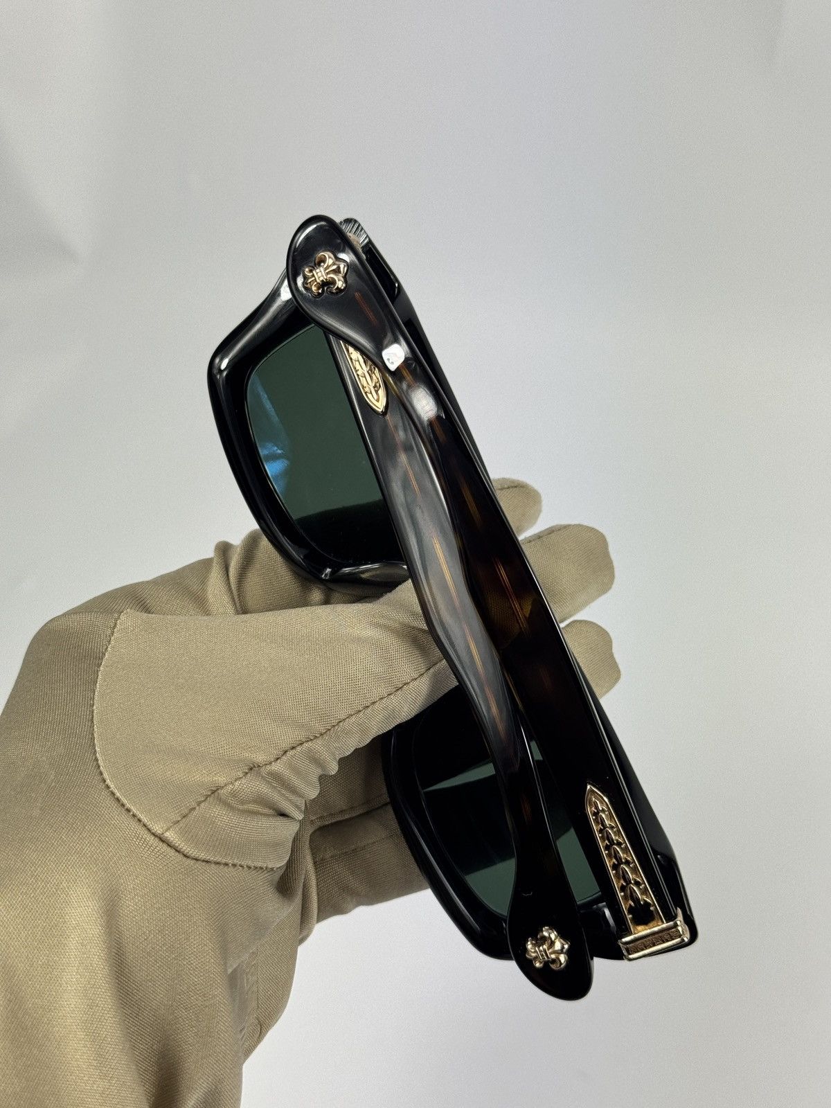 Chrome Hearts BLACK FRAME GOLD DETAILED STEEZIN SUNGLASSES Size ONE SIZE - 3 Thumbnail
