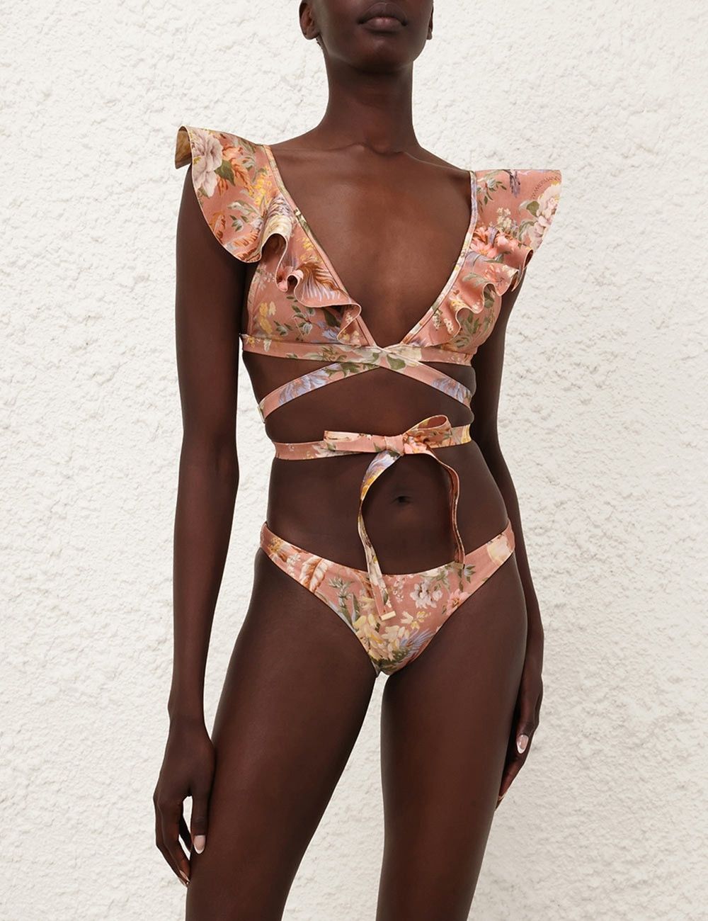 Zimmermann oc11z0226 Tallow Wrap Ruffle Bikini In Multicolor Size ONE SIZE - 2 Thumbnail