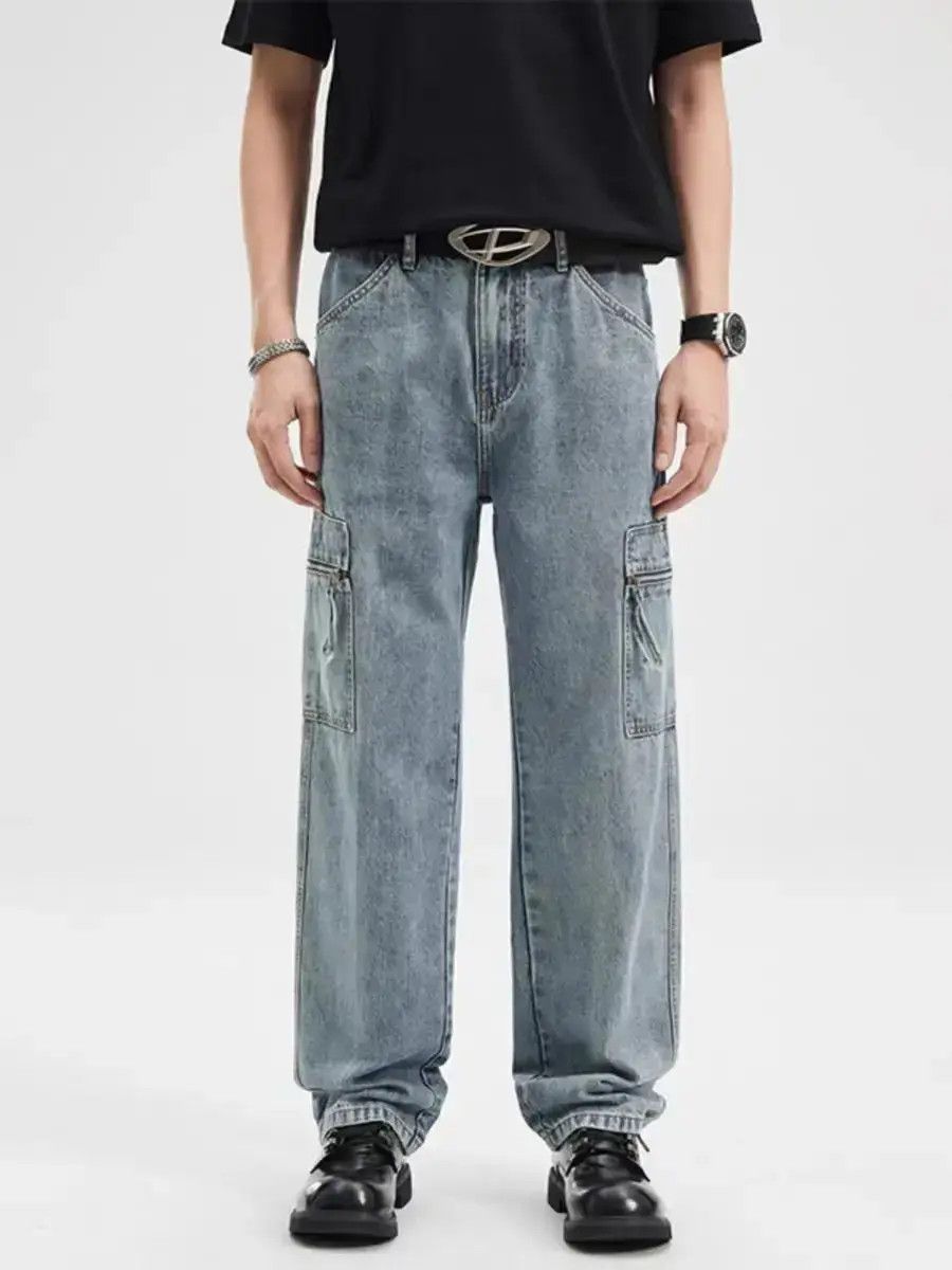 American vintage trend pocket work jeans