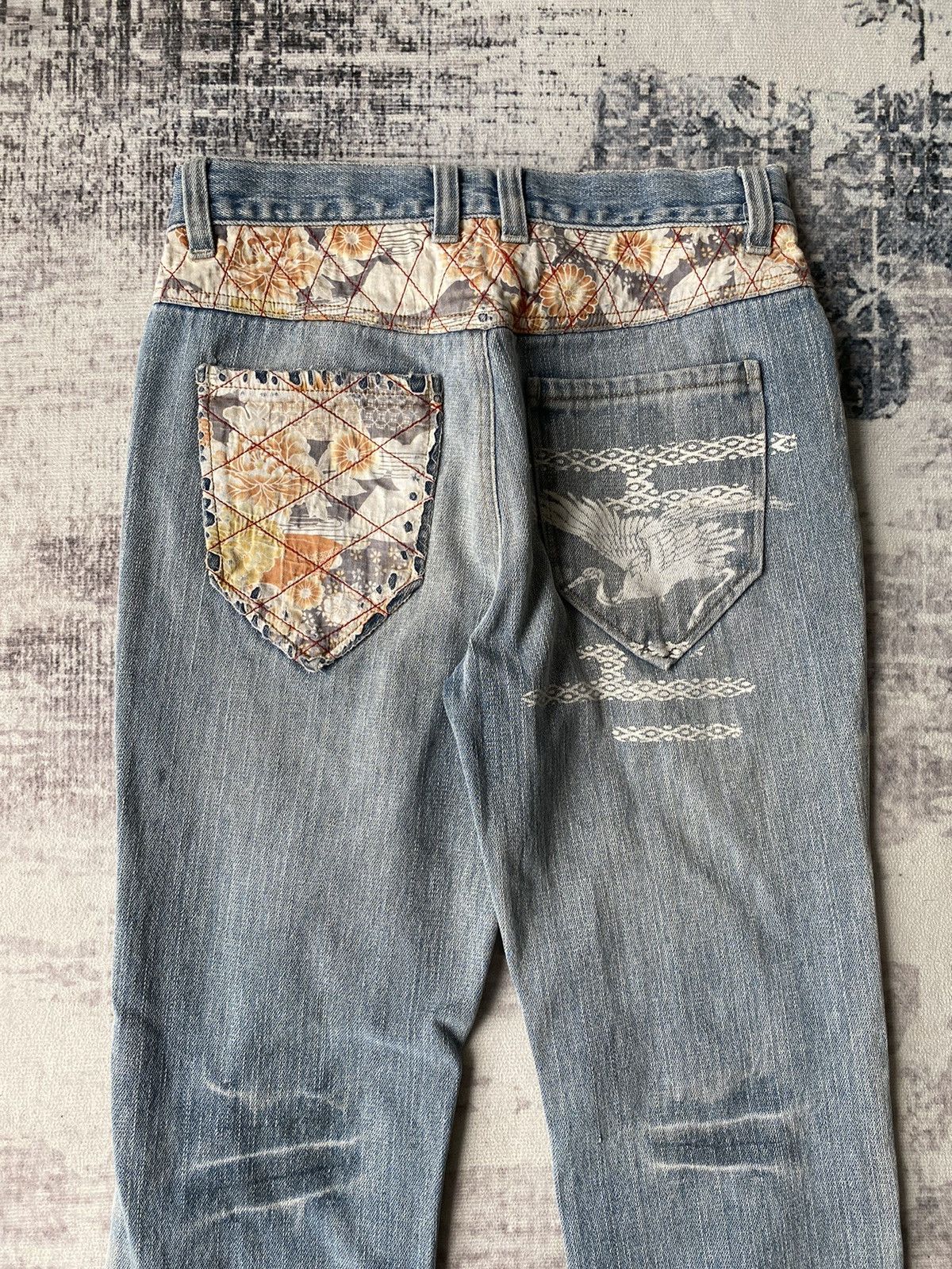 Ed Hardy × Japanese Brand × Vintage Japanese Art Motive Printed Jeans Size US 29 - 2 Thumbnail