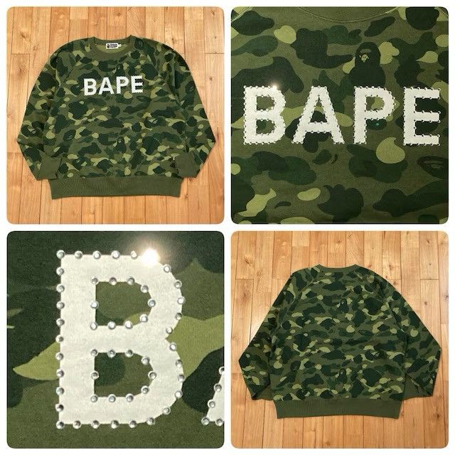 BAPE Crystal Stone BAPE logo long sleeved sweatshirt