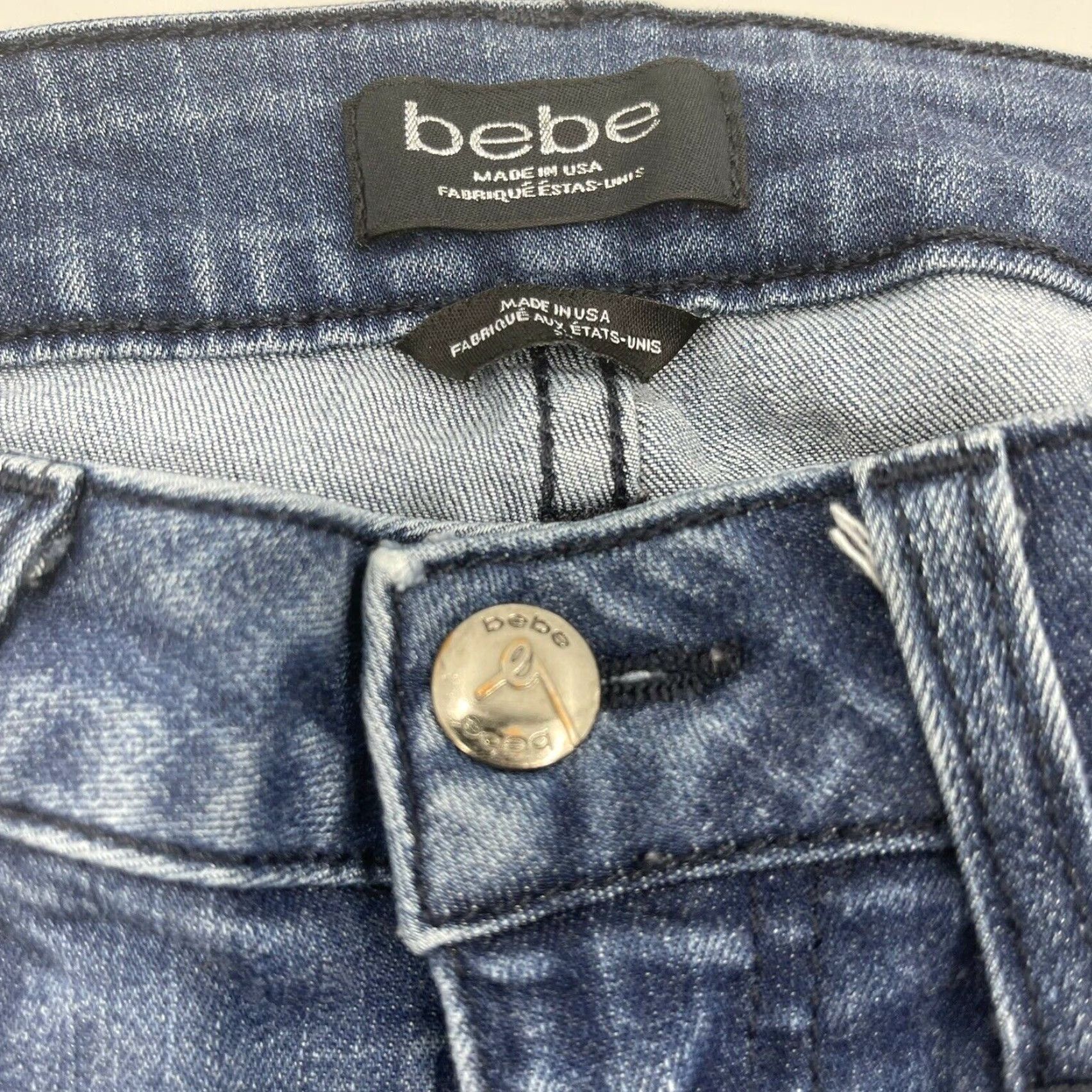 Bebe Bebe Skinny Jeans Womens Size 29 Dark Blue Denim Mid Rise United States 5-Pocket Design Belt Loops Regular Fit Vintage No N/A Size 29" - 4 Thumbnail