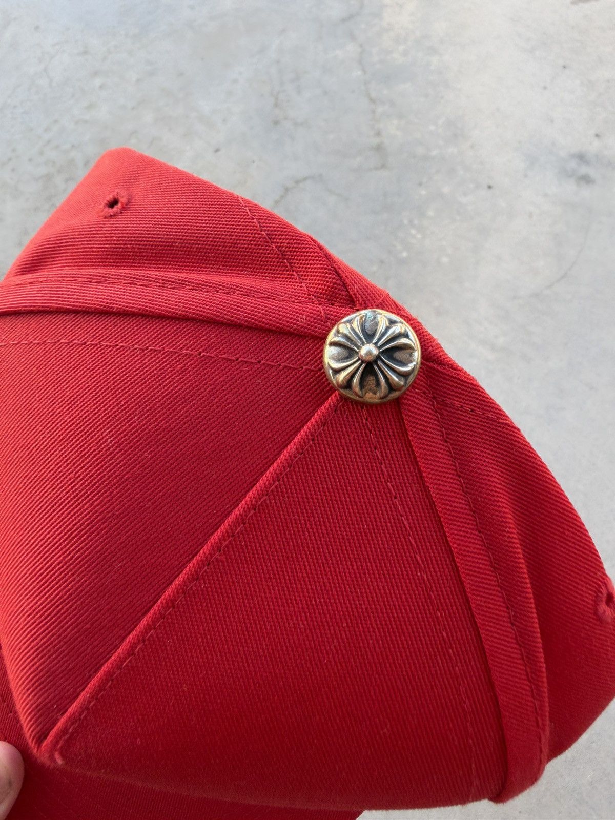 Chrome Hearts Chrome Hearts Red Snapback Hat – Gold Gothic CH Logo Size ONE SIZE - 4 Thumbnail