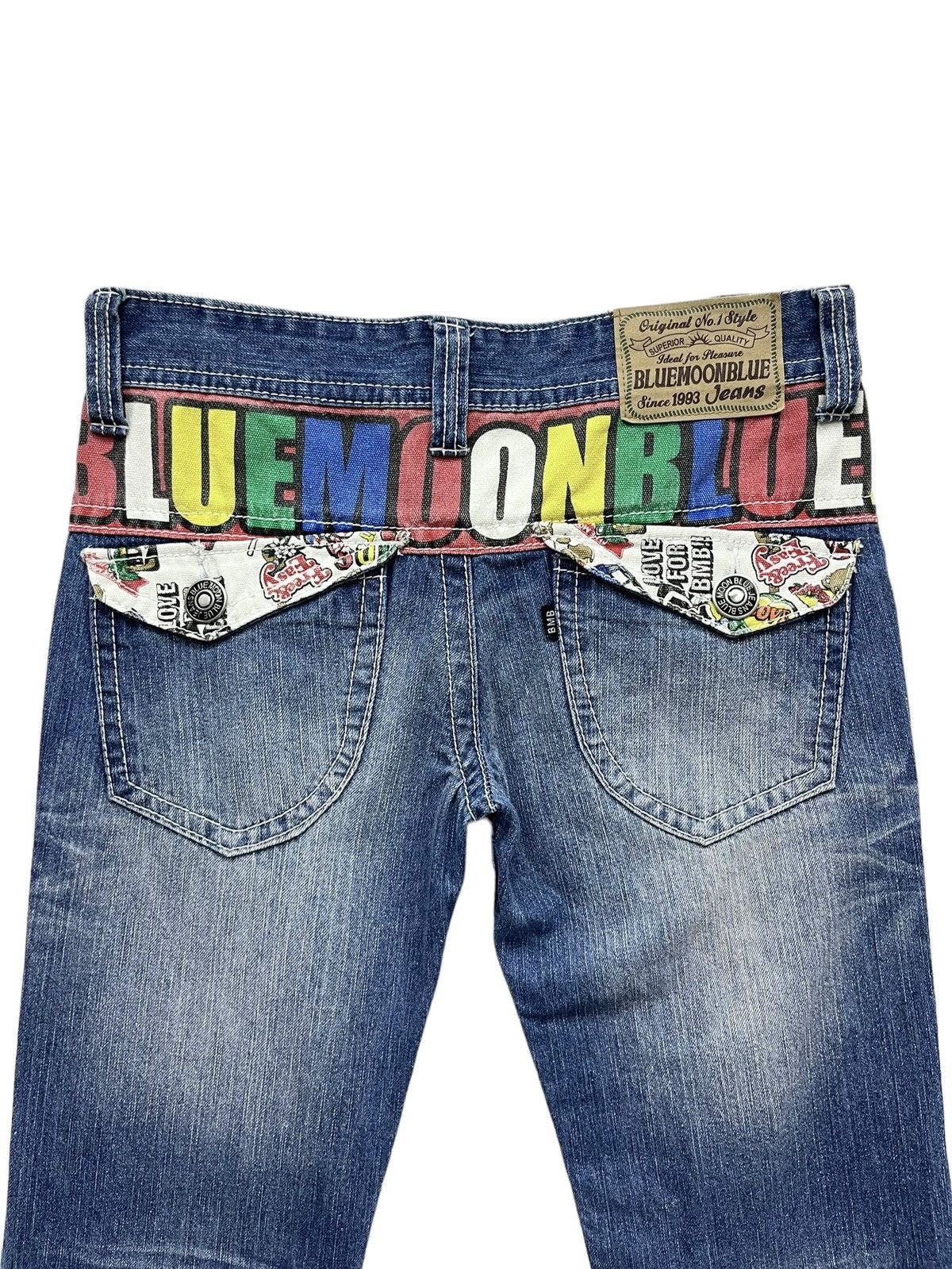 Moonstar DOPE💥 90’s Japanese Surf Brand Rainbow Spellout Waist Jeans Size US 30 / EU 46 - 2 Thumbnail