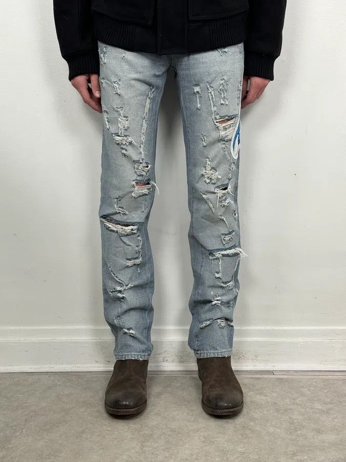 Dolce & Gabbana AW2005 Dolce & Gabbana Grey Denim Batman Graphic Distressed Jeans Size US 32 / EU 48 - 3 Thumbnail