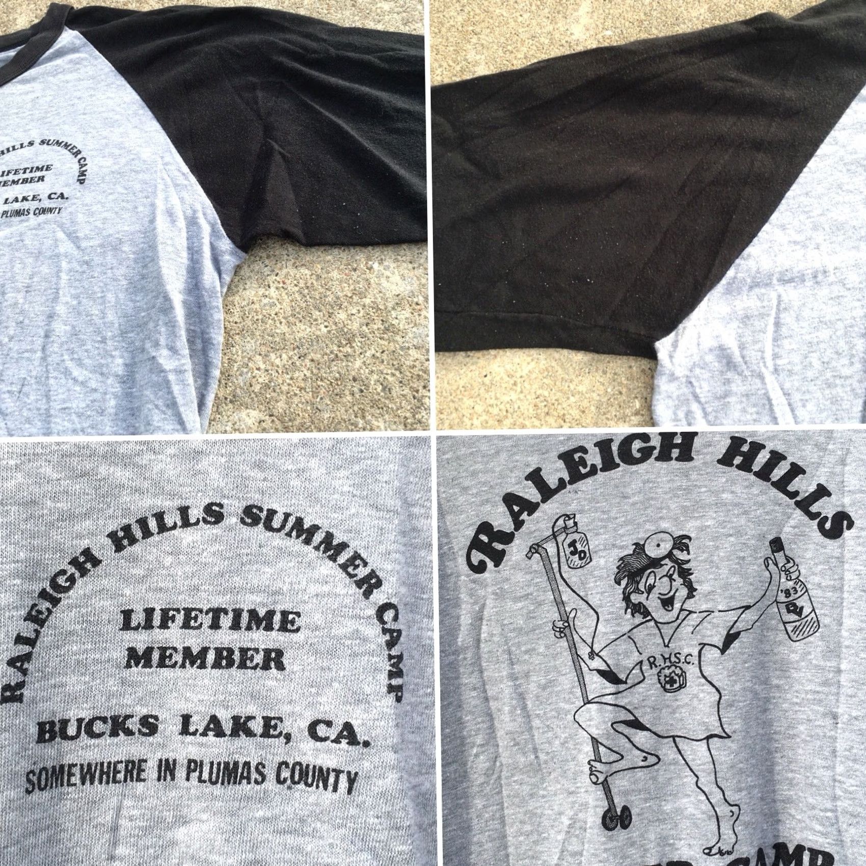 Hanes VINTAGE Raleigh Hills Summer Camp Raglan T Shirt 1980s 80s Sz L Men Heather Gray & Black Hanes Poly cotton 65% Cotton 35% Polyester Graphic Tee Size US L / EU 52-54 / 3 - 6 Thumbnail
