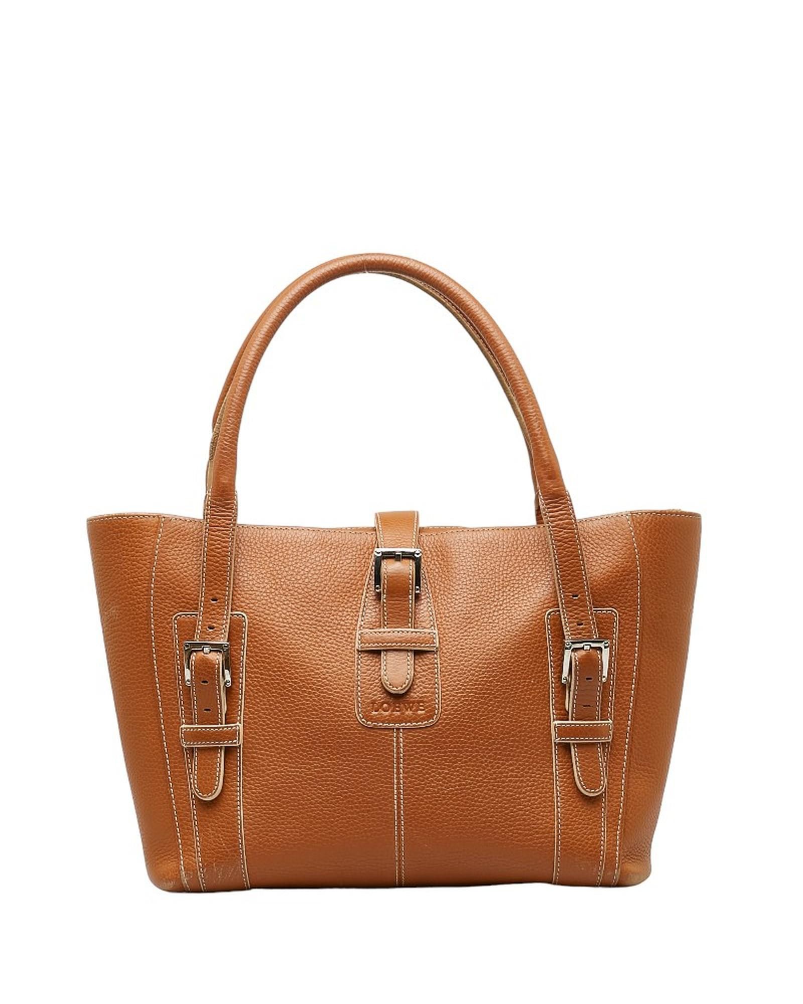 image of Loewe Brown Leather Tote Bag In Excellent Condition, Women's