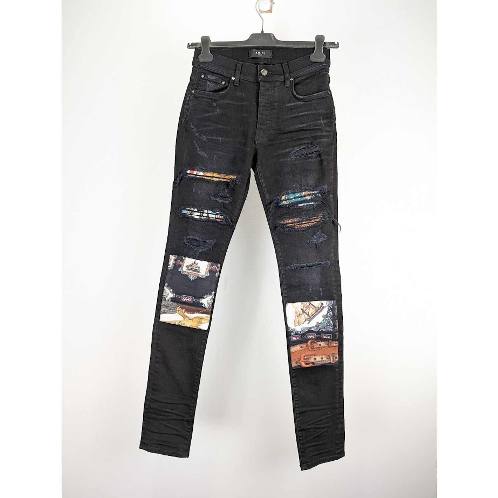 Amiri o1rshd1 Scarves Art Patch Jeans in Antique Black Size US 33 - 1 Thumbnail