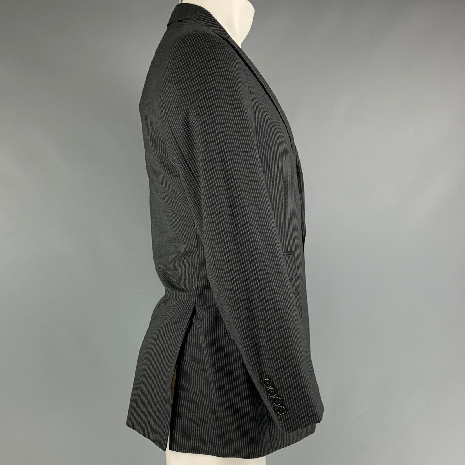 Ralph Lauren RALPH LAUREN Black Grey Pinstripe Wool Single Breasted Sport Size 38R - 2 Thumbnail