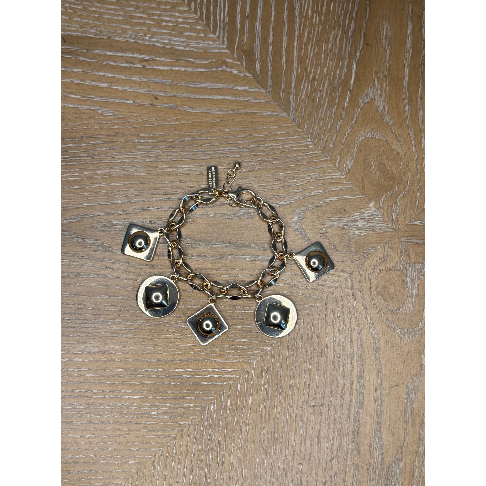 Other INC Gold Tone Charm Bracelet Geometric Dangle Statement New Size ONE SIZE - 3 Thumbnail