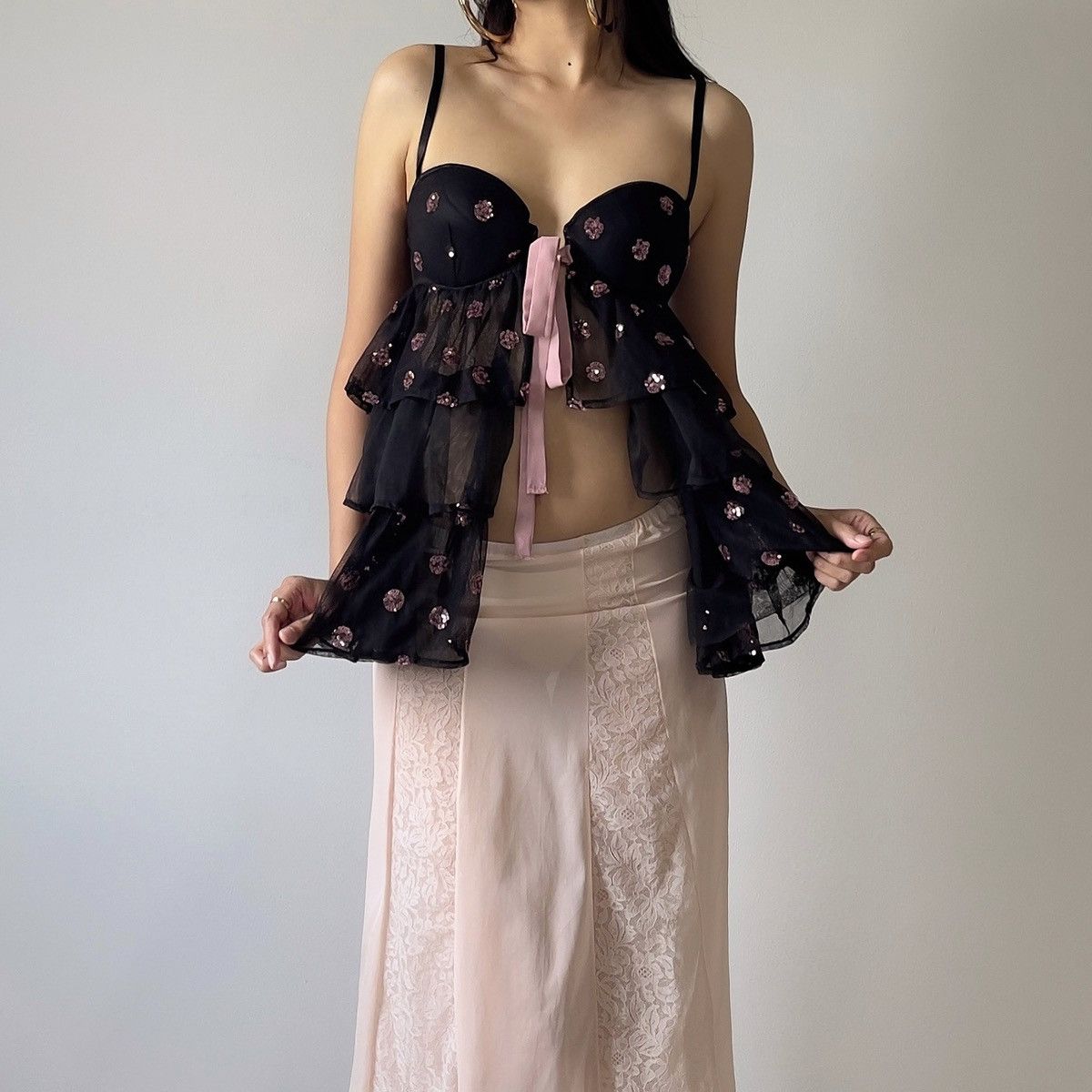 Victoria's Secret So Cute VS Black Mesh camisole (36B/34C) Size ONE SIZE - 3 Thumbnail