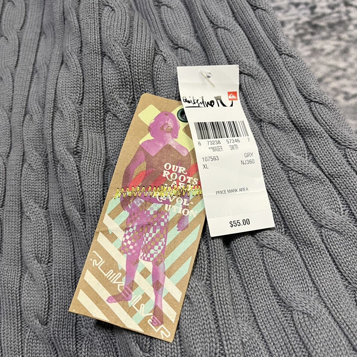 Quiksilver VINTAGE Y2K QUIKSILVER GRAY SURF SKATER CABLE KNIT SWEATER Size US XL / EU 56 / 4 - 5 Thumbnail