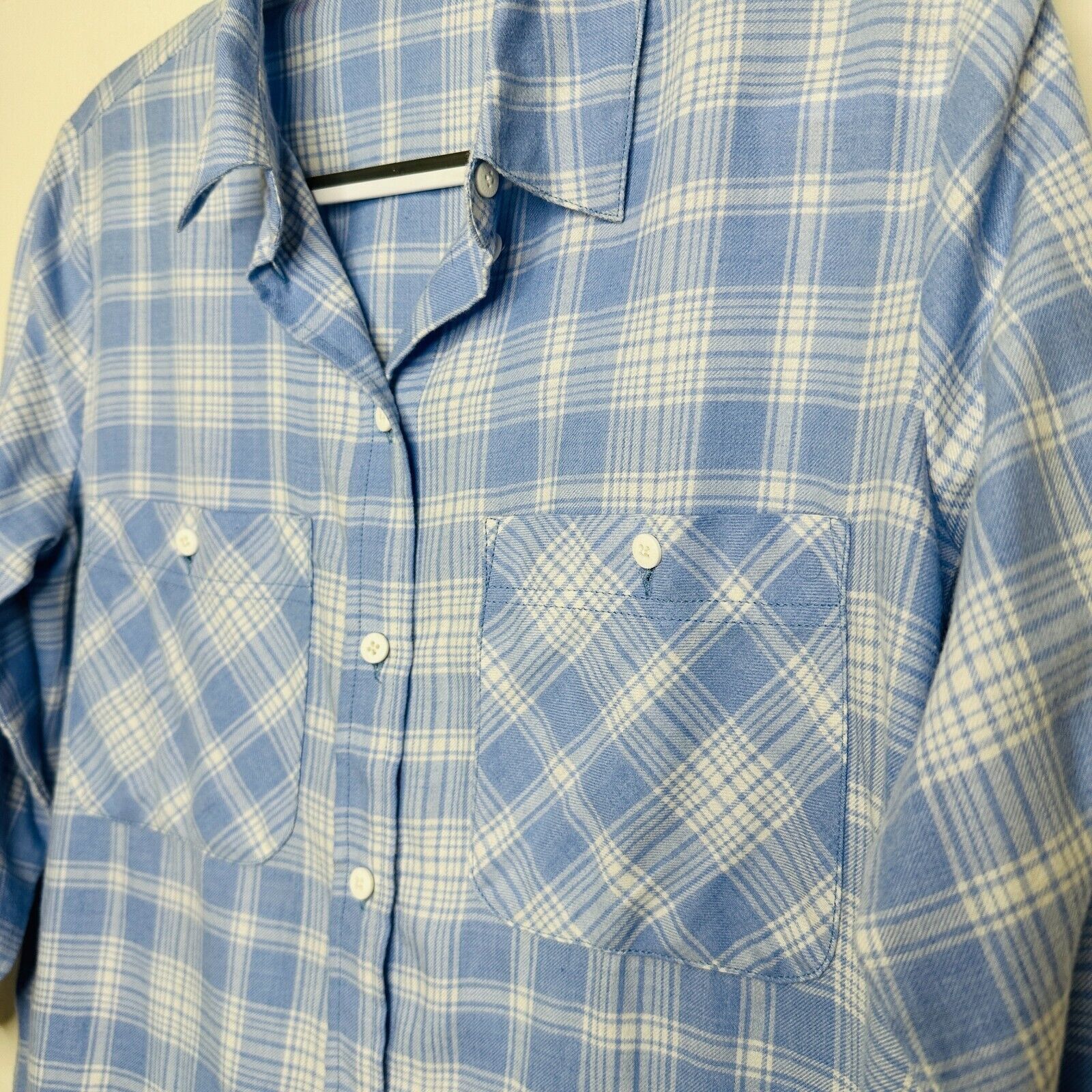 Other Sanctuary Blue Plaid Boyfriend Button Shirt Roll Tab Sleeves Size S / US 4 / IT 40 - 3 Thumbnail