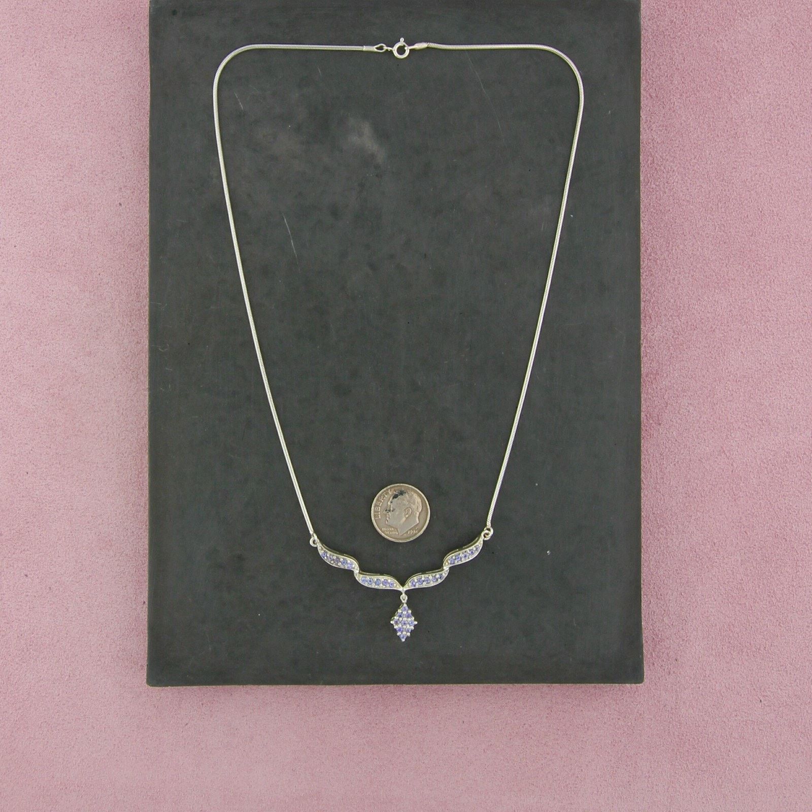 Sterling Silver sterling silver tanzanite dangle necklace size 18in Size ONE SIZE - 2 Thumbnail