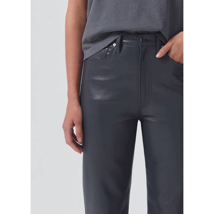 Agolde Recycled Leather 90s Pinch Waist Pant In Marker