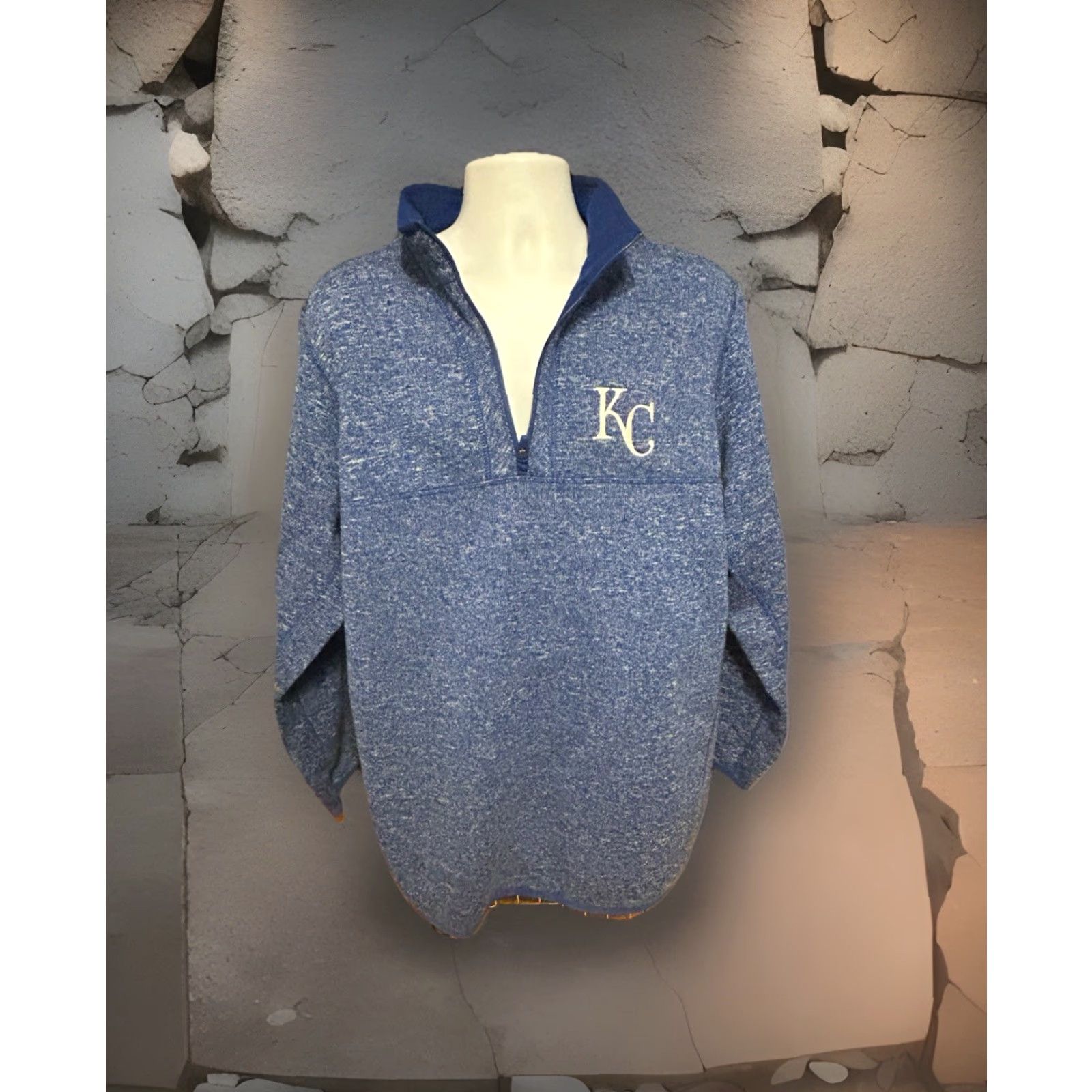 Vintage Antigua Kansas City Royals 1/4 Zip Pullover Men 2XL Heather Blue Size US XXL / EU 58 / 5 - 2 Thumbnail