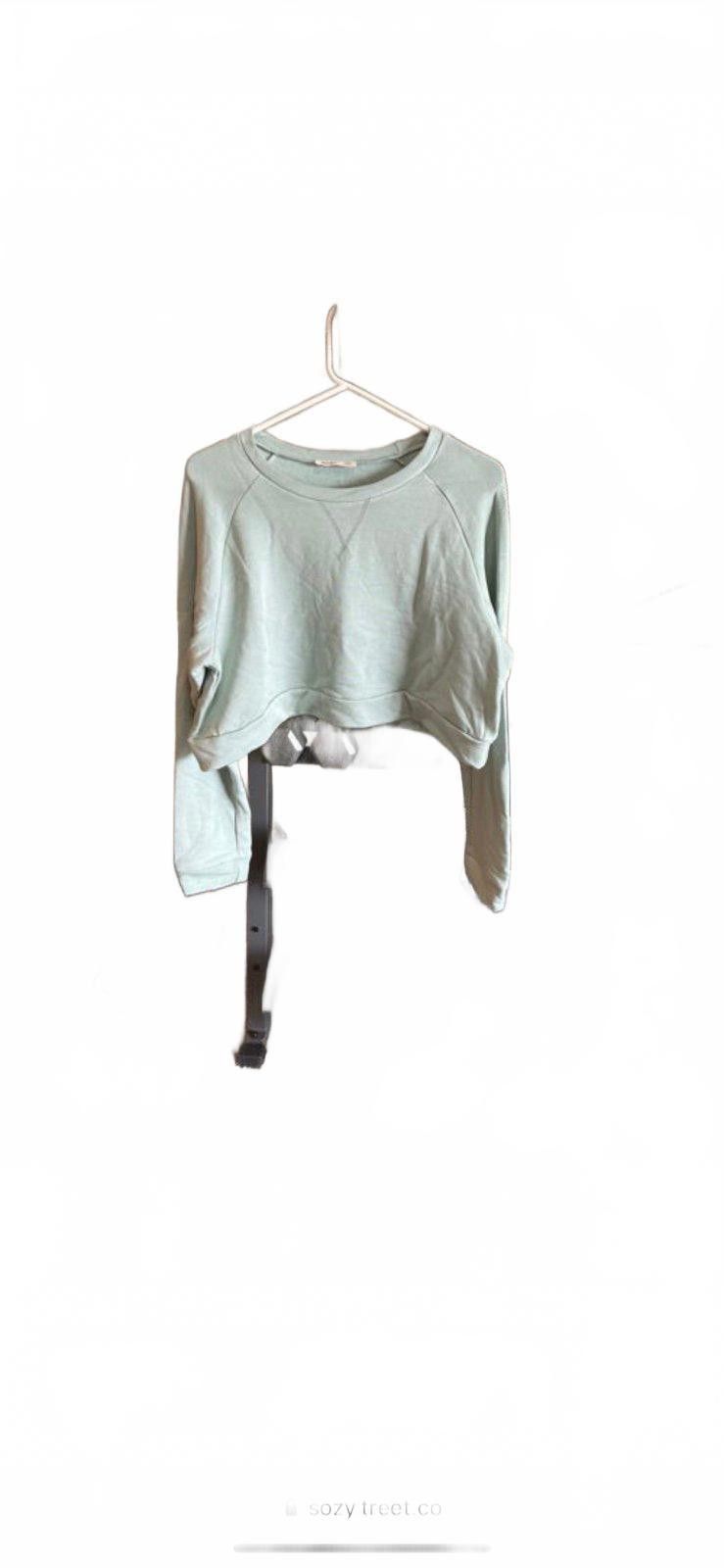 Designer Soft Cozy Crop Sweatshirt in Sage Green XL Size ONE SIZE - 5 Thumbnail