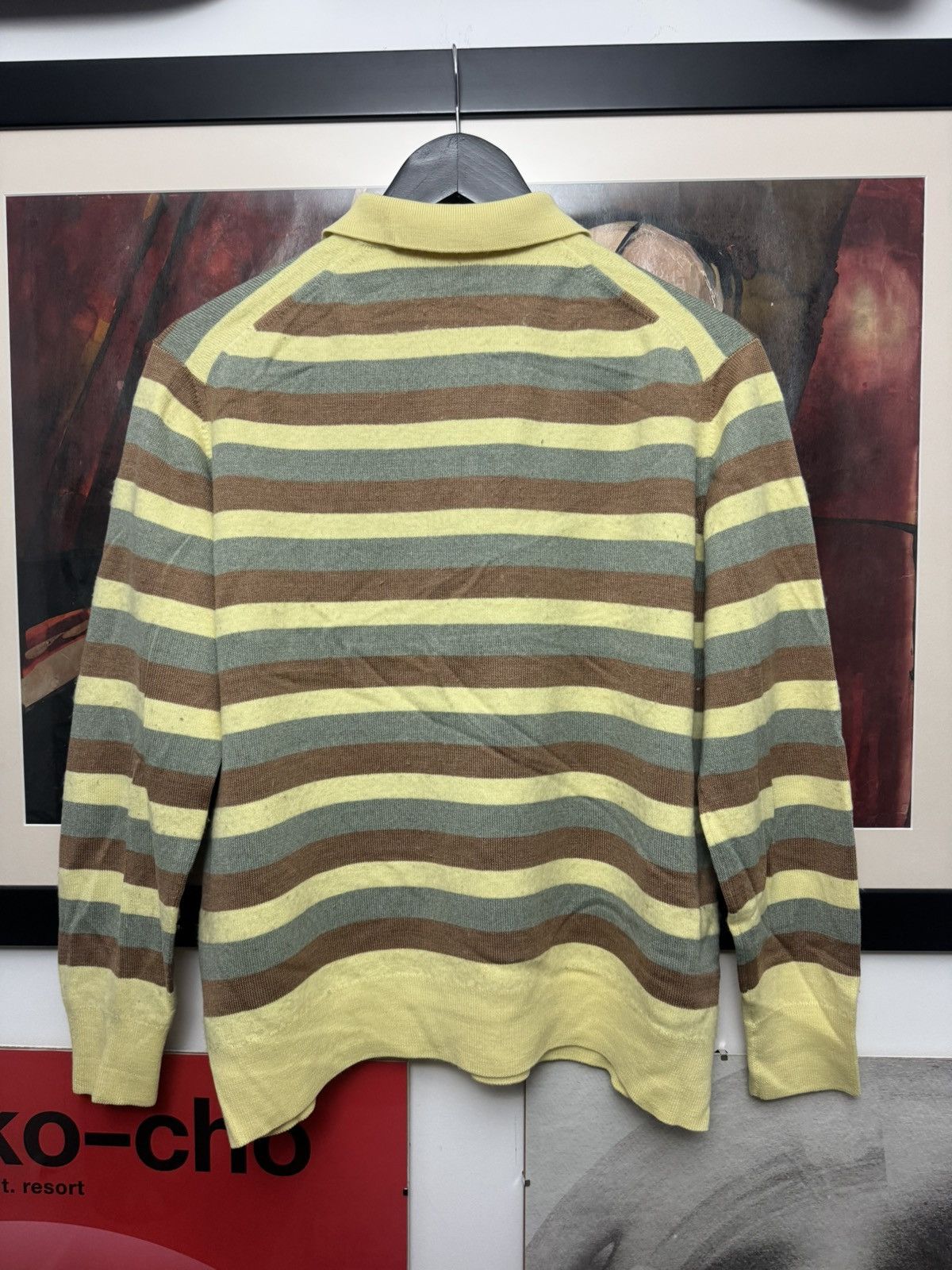Lacoste Lacoste Vintage 90s Wool Sweater Striped Yellow Brown Rare Size L / US 10 / IT 46 - 2 Thumbnail