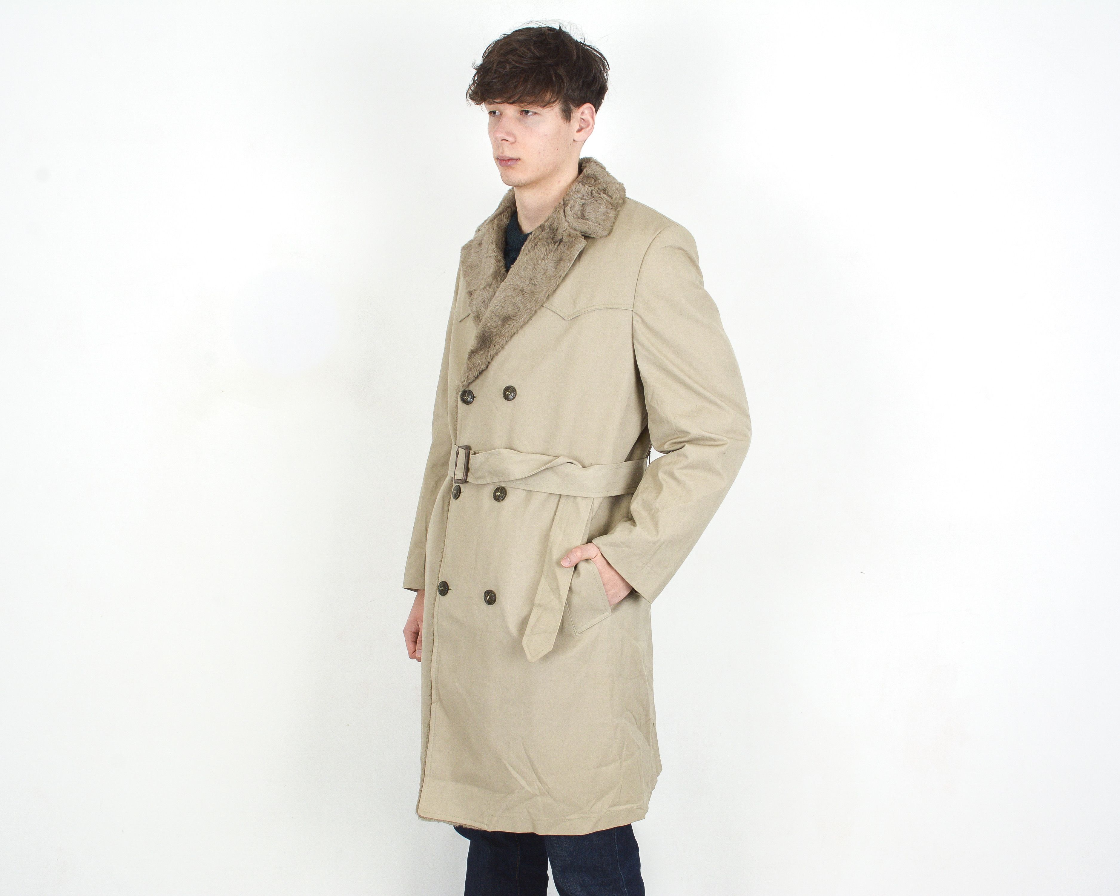 London Fog 70's Trench Over Coat Sherpa XL Winter Rain Jacket Mac L Size US XL / EU 56 / 4 - 3 Thumbnail