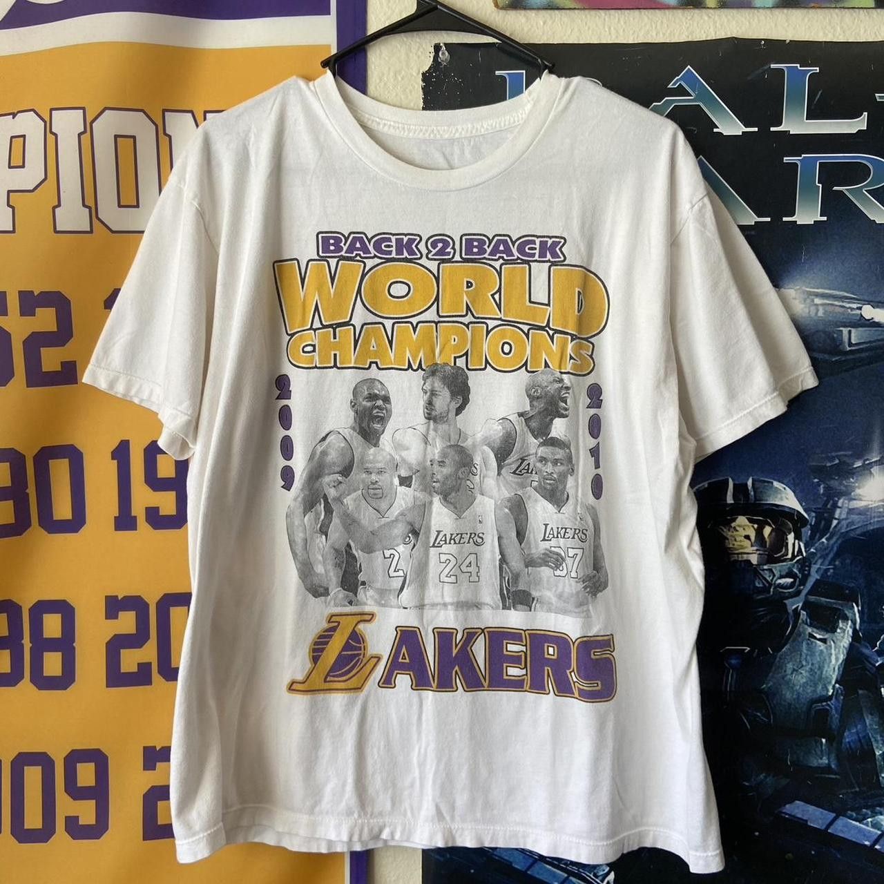 image of Vintage Back 2 Back Nba La Lakers World Champion 2010 Shirt in White, Men's (Size Large)