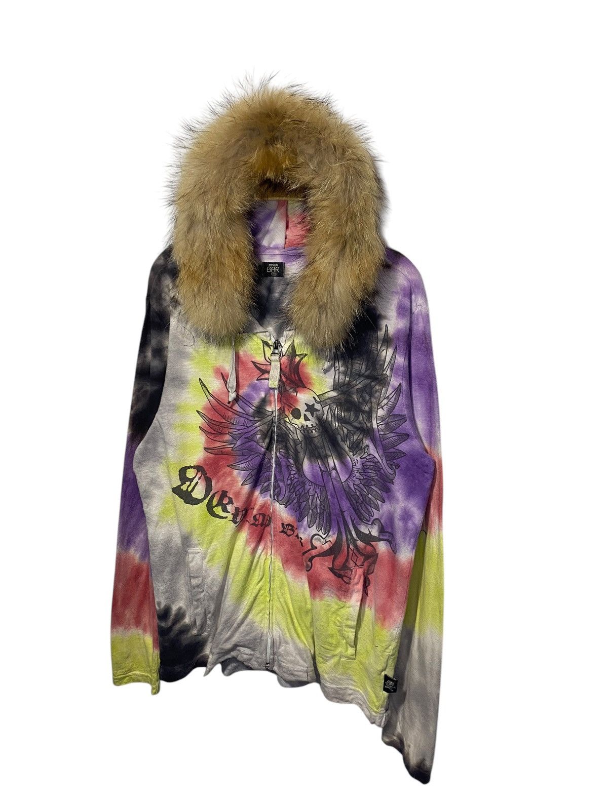Japanese Brand Japanese Denim Bar skull tie dye fur hoodie Size US M / EU 48-50 / 2 - 3 Thumbnail