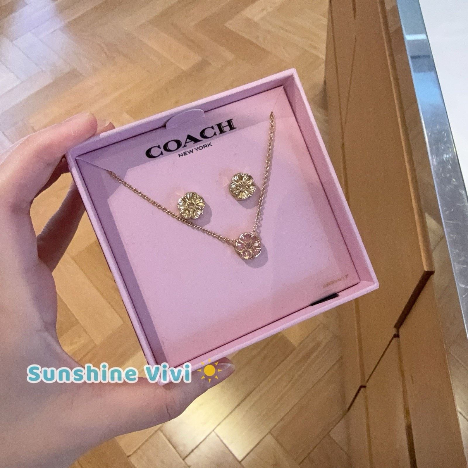 Coach NWT Coach Enamel Tea Rose Earrings & Necklace Set CEM51 Size ONE SIZE - 1 Thumbnail