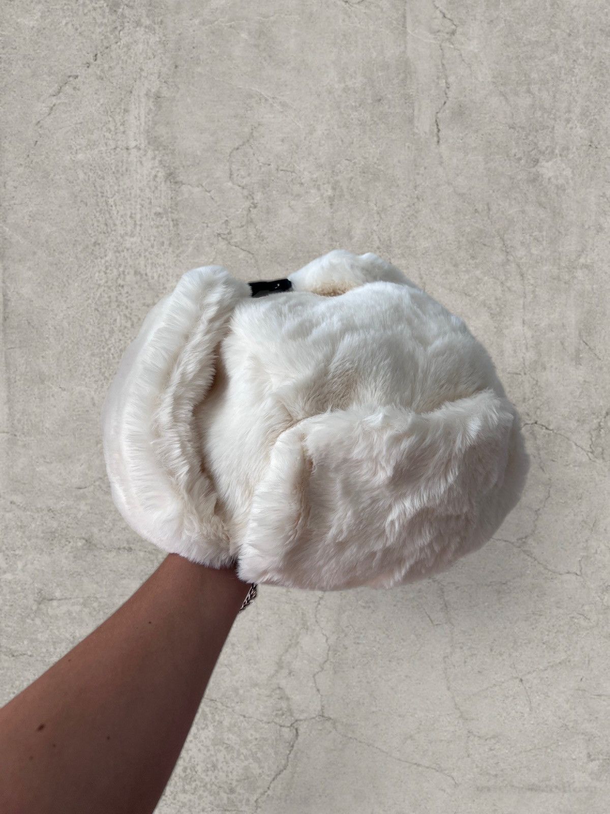 Japanese Brand Russian Ushanka fluffy winter hat, cream faux fur. One size Size ONE SIZE - 1 Thumbnail