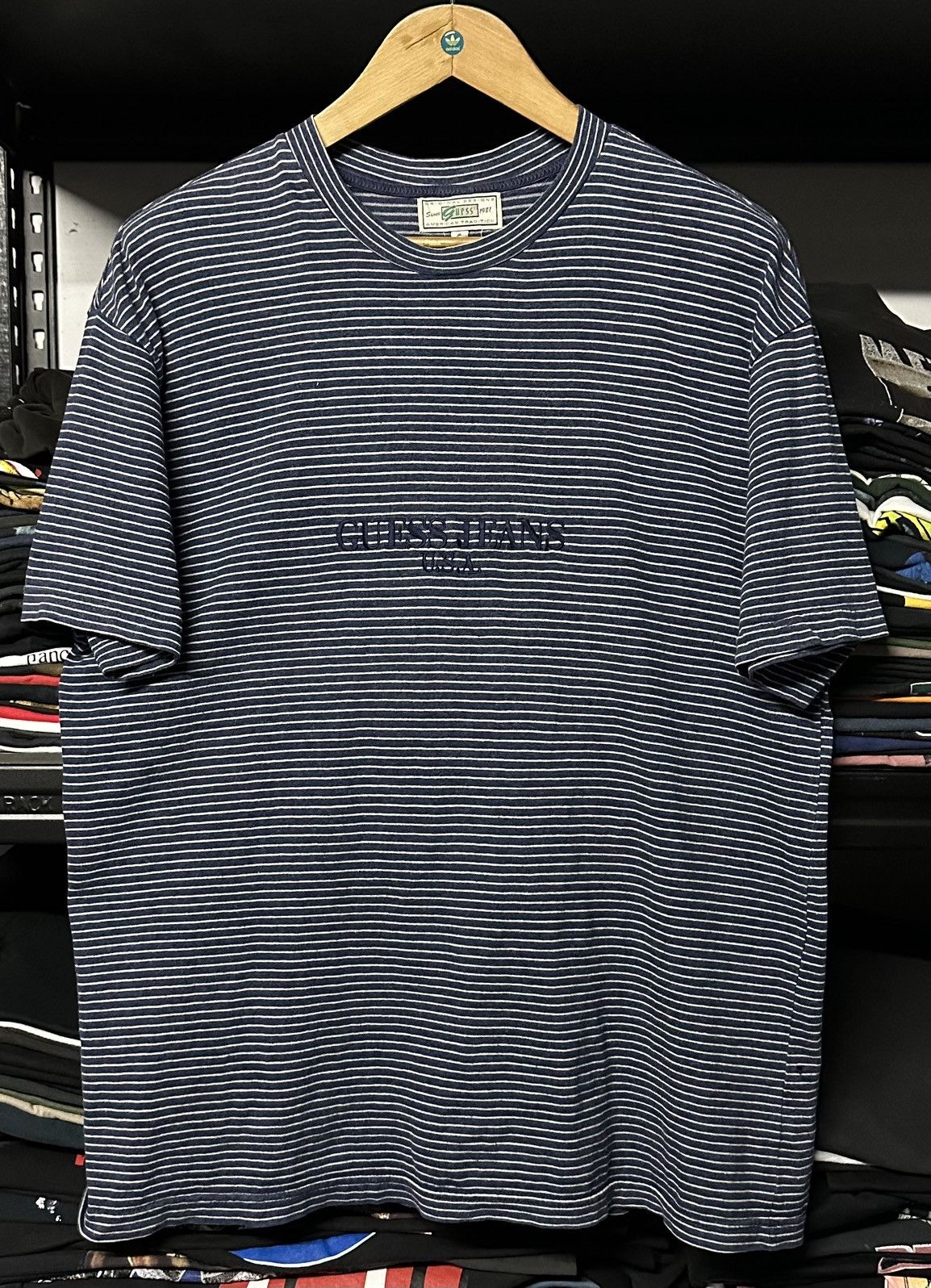 Guess × Vintage Vintage 90s Guess Stripe Faded Tee A$ap Rocky Size US XL / EU 56 / 4 - 1 Thumbnail