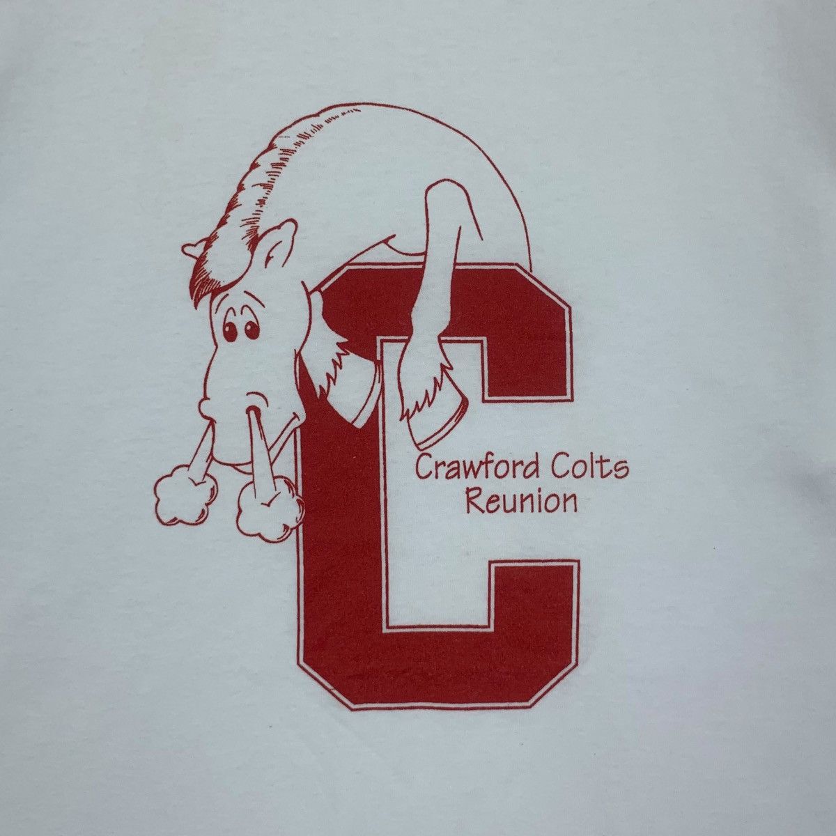 Hanes Vintage 90’ CRAWFORD COLTS REUNION Alumni College Tee Shirt Size US L / EU 52-54 / 3 - 3 Thumbnail