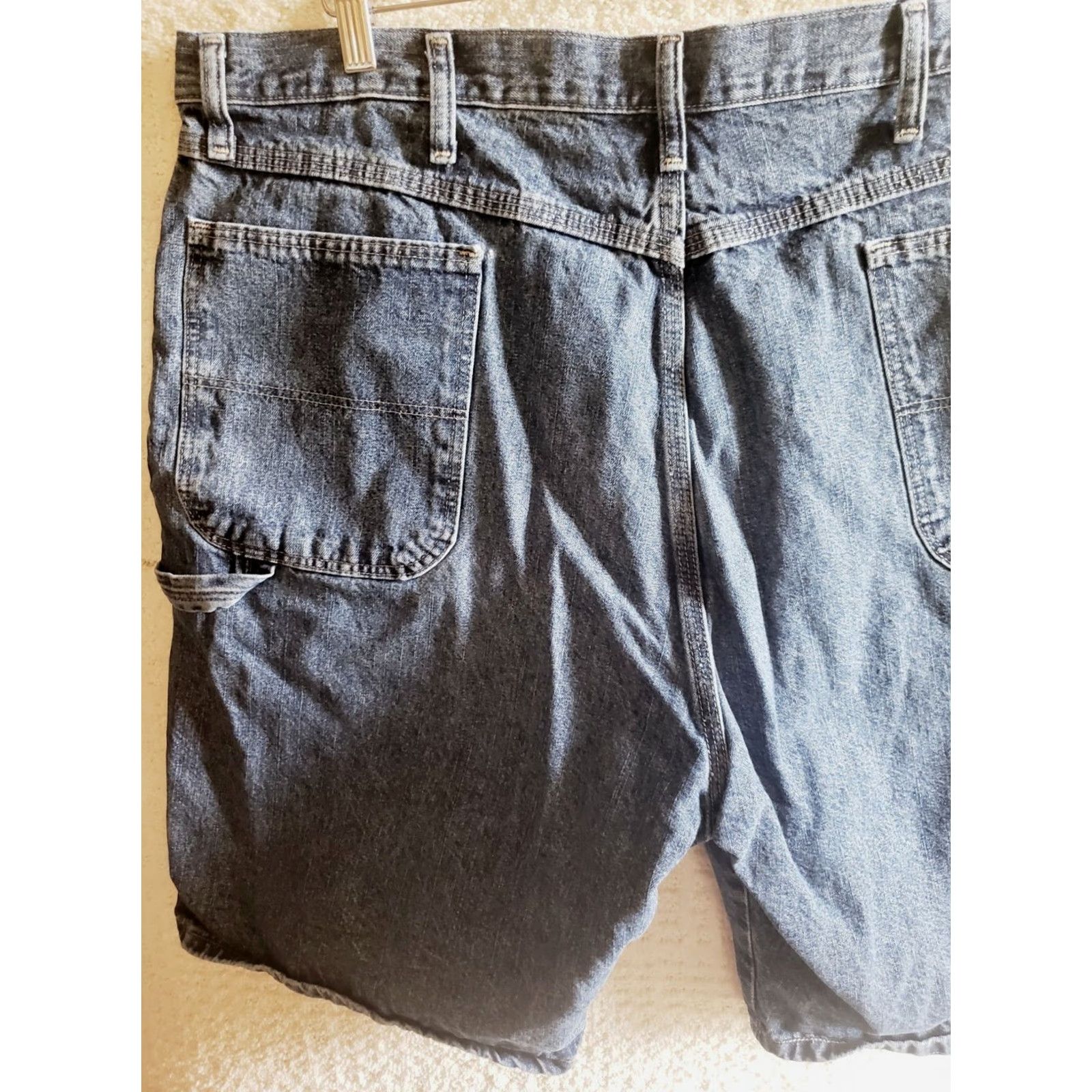 Wrangler Wrangler Men's Denim Carpenter Shorts Hammer Loop Pockets Blue 40W 10L Regular Inseam 10 High Rise Workwear Casual Outdoor 40W Mens Size US 40 / EU 56 - 5 Thumbnail