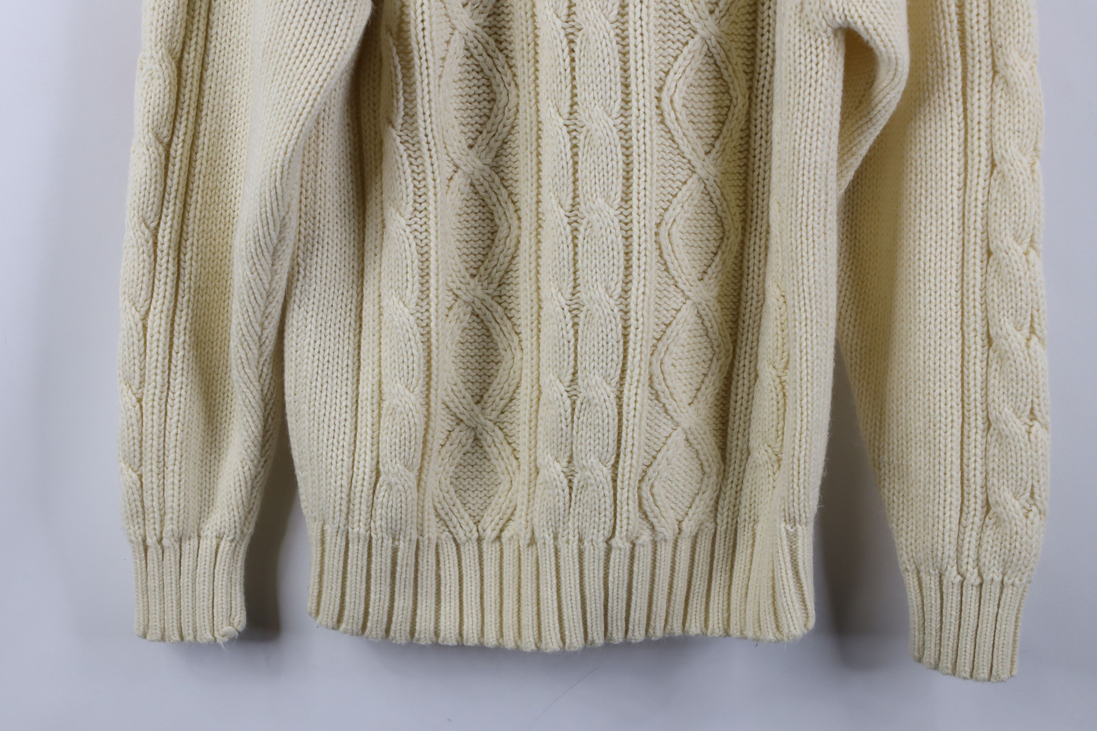 Vintage Vintage 90s Streetwear Cable Knit Fisherman Sweater Cream Size M / US 6-8 / IT 42-44 - 3 Thumbnail